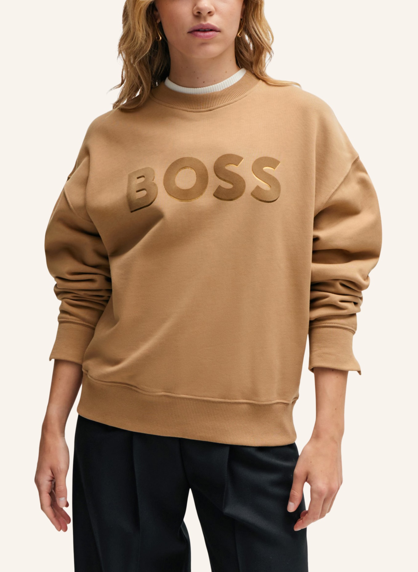 BOSS Sweatshirt ECONA Relaxed Fit, Farbe: BEIGE (Bild 4)