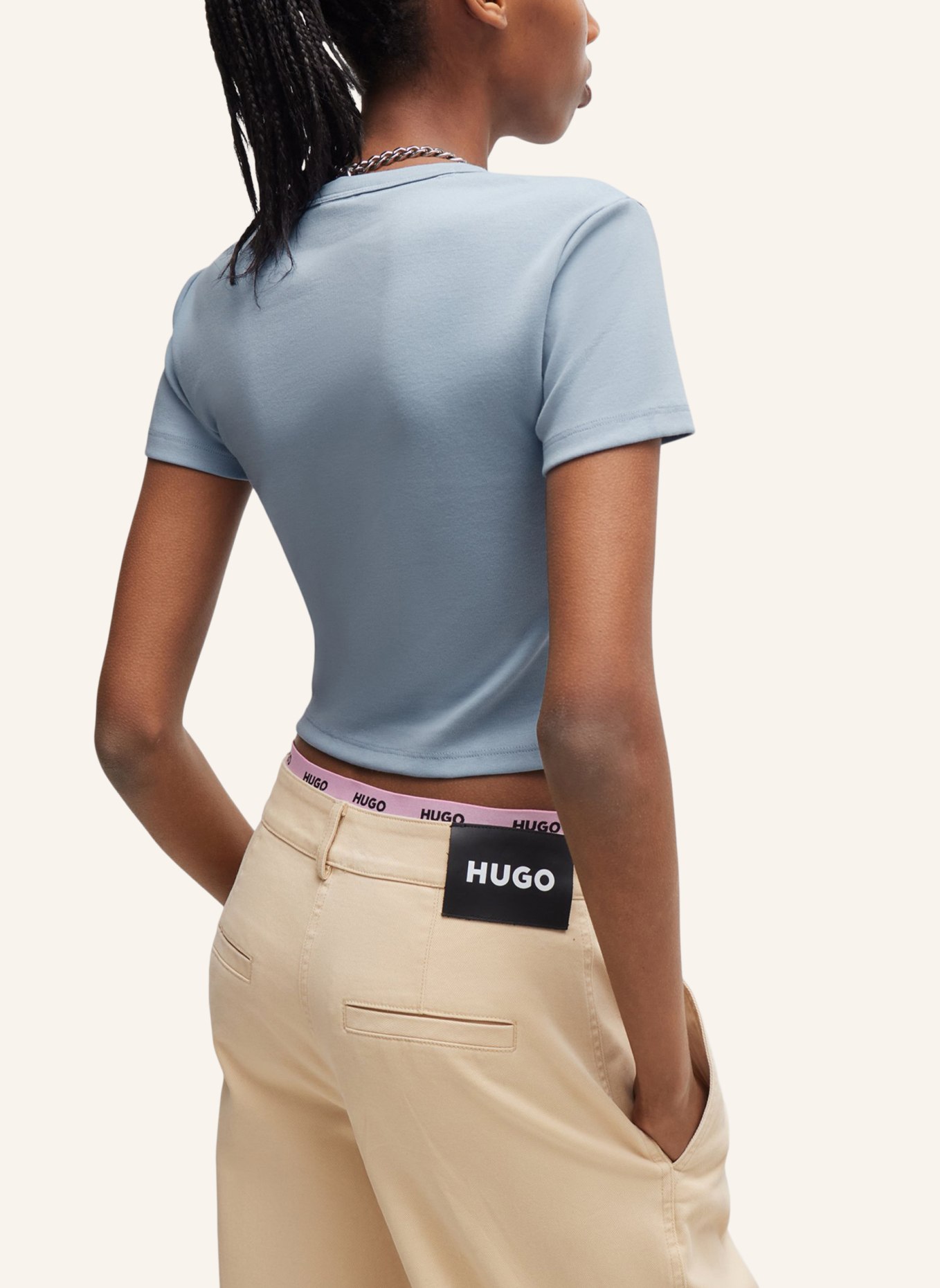 HUGO T-Shirt DELANOR Slim Fit, Farbe: HELLBLAU (Bild 2)