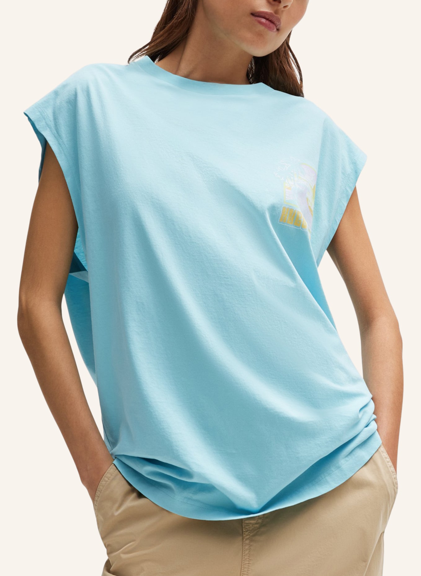HUGO T-Shirt NARADISE Regular Fit, Farbe: TÜRKIS (Bild 4)