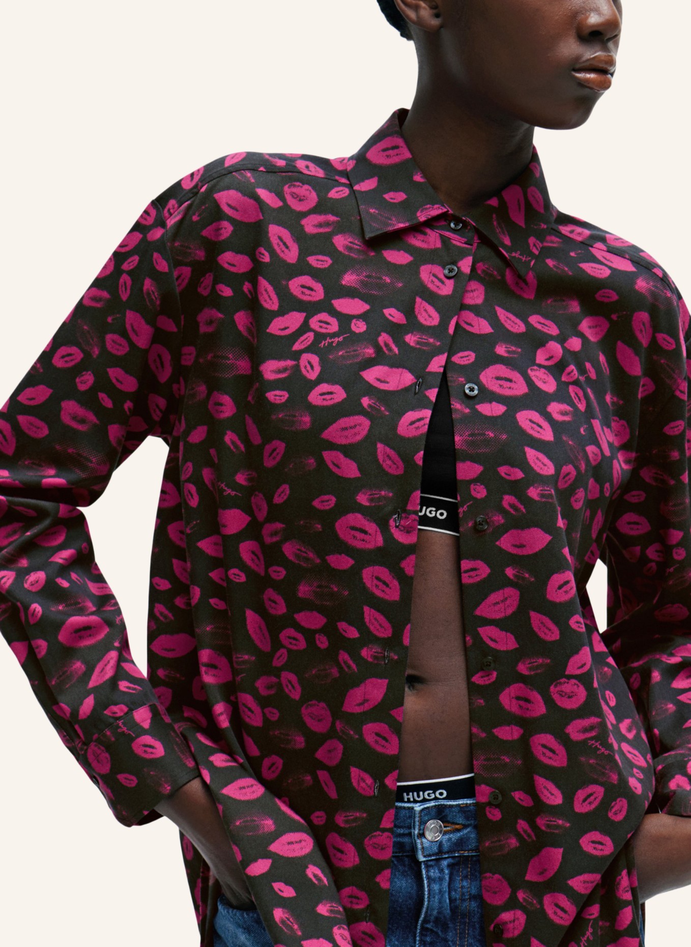 HUGO Business Bluse THE BOYFRIEND SHIRT Oversize Fit, Farbe: PINK (Bild 3)