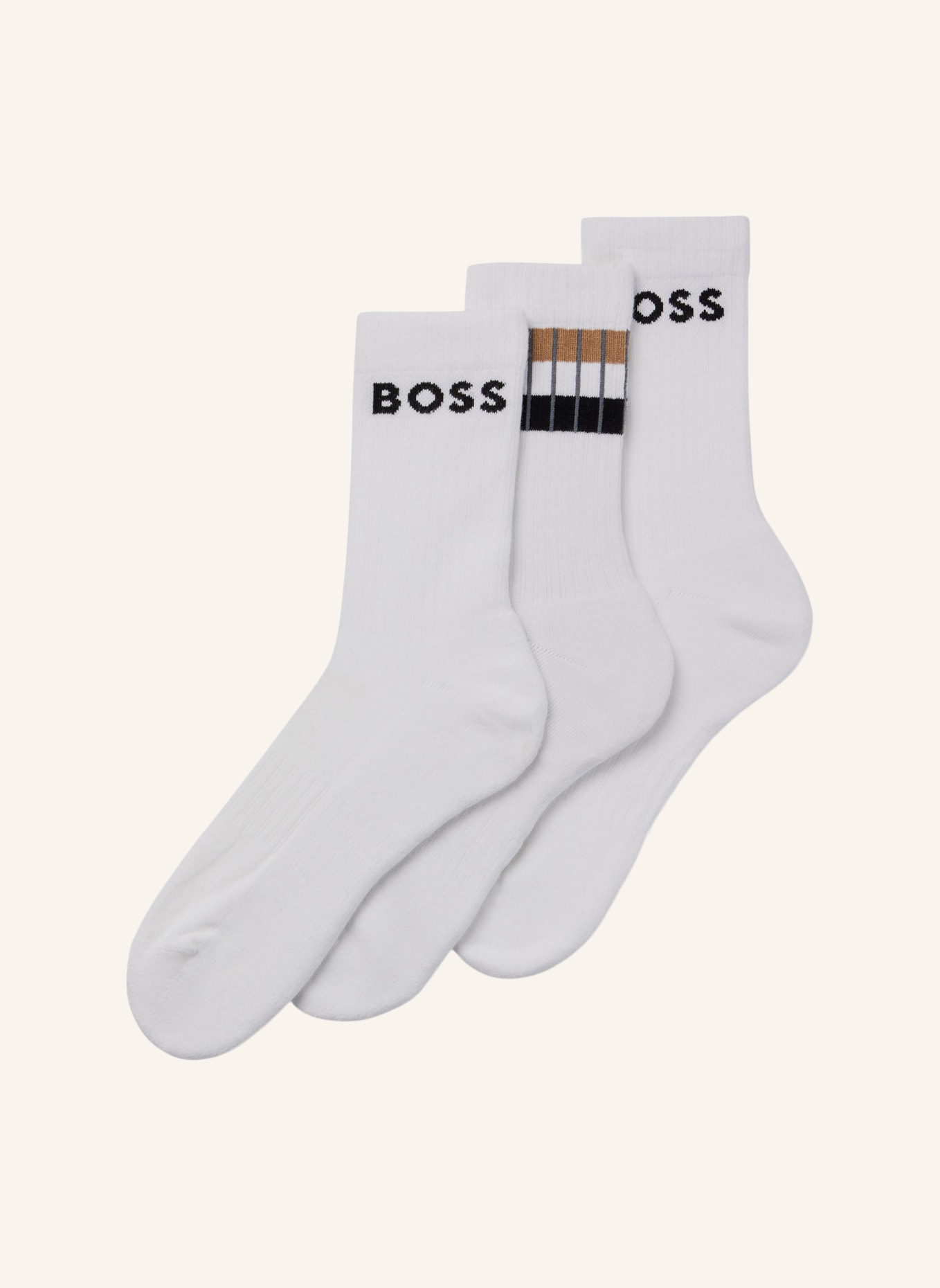 BOSS Casual Socken 3P QS RIB STRIPE CC, Farbe: WEISS (Bild 1)