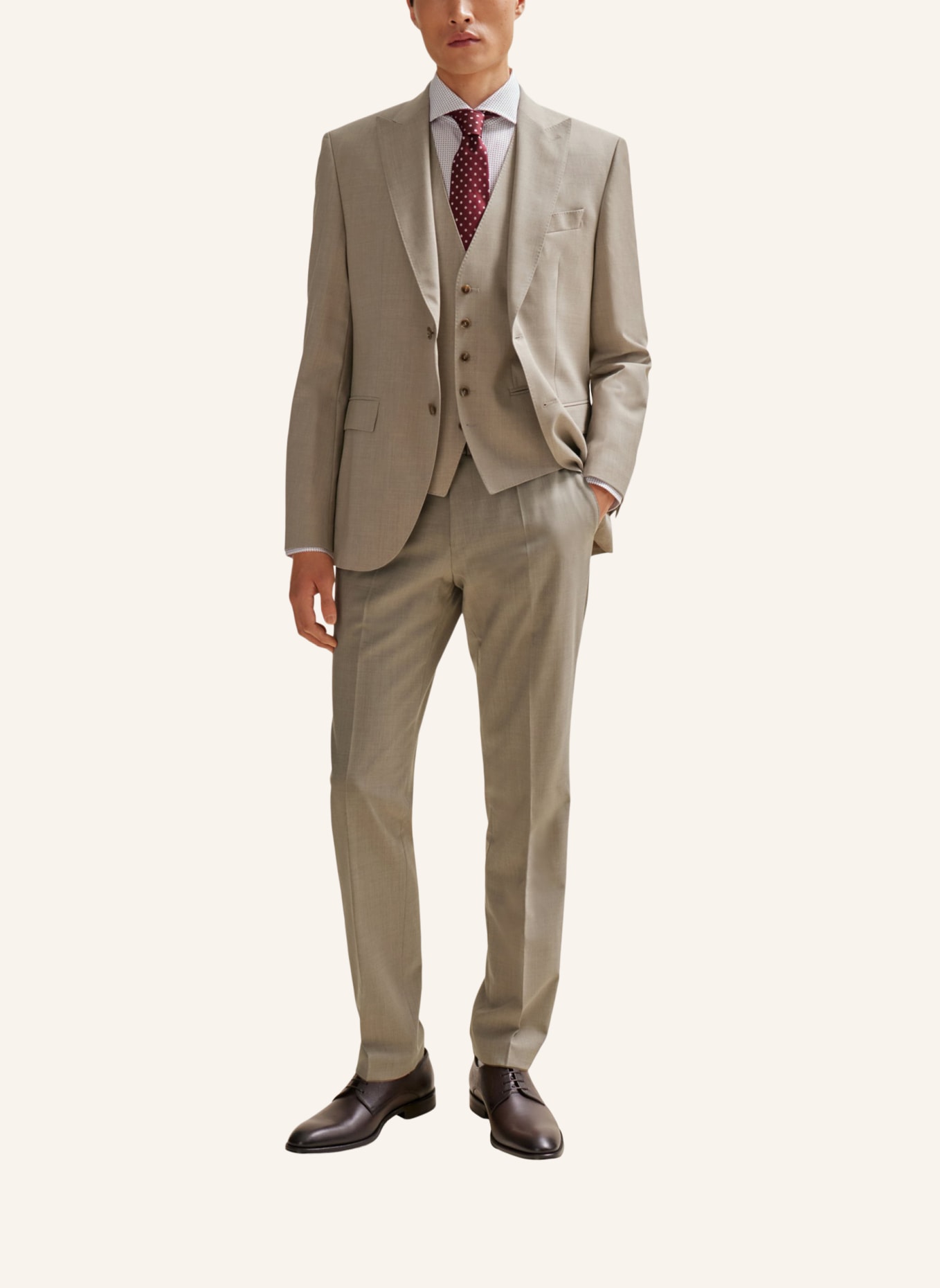 BOSS Business Anzug H-JECKSON-3PCS-241 Regular Fit, Farbe: BEIGE (Bild 9)