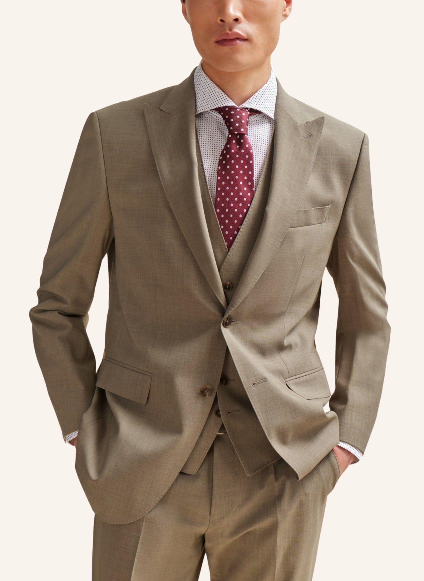 BOSS Business Anzug H-JECKSON-3PCS-241 Regular Fit, Farbe: BEIGE (Bild 8)