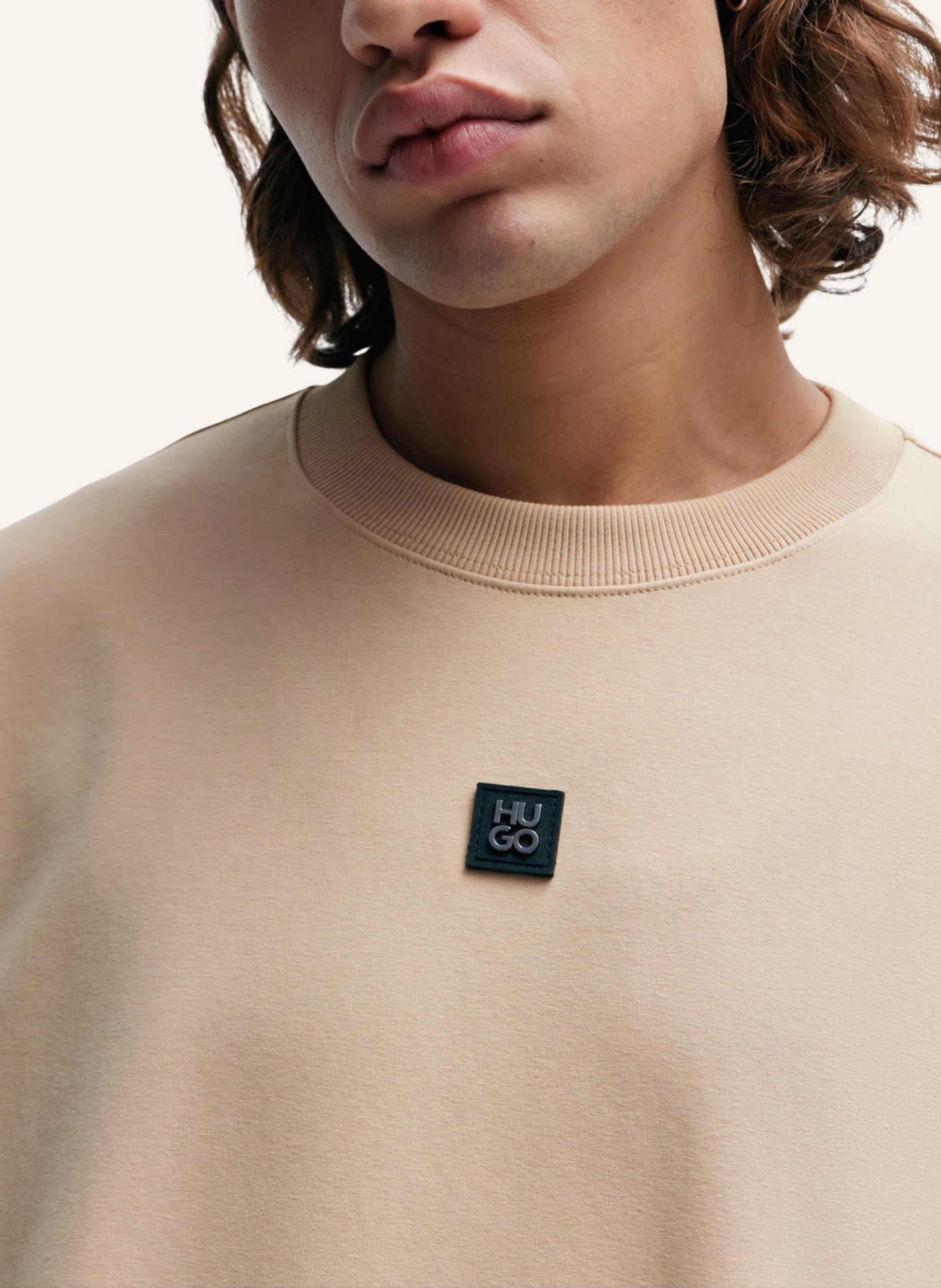 HUGO Sweatshirt DETTIL Relaxed Fit, Farbe: BEIGE (Bild 3)