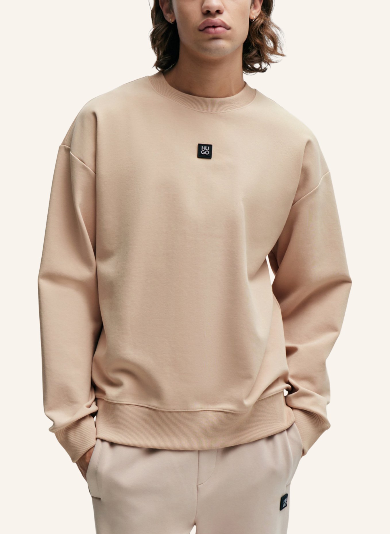 HUGO Sweatshirt DETTIL Relaxed Fit, Farbe: BEIGE (Bild 4)