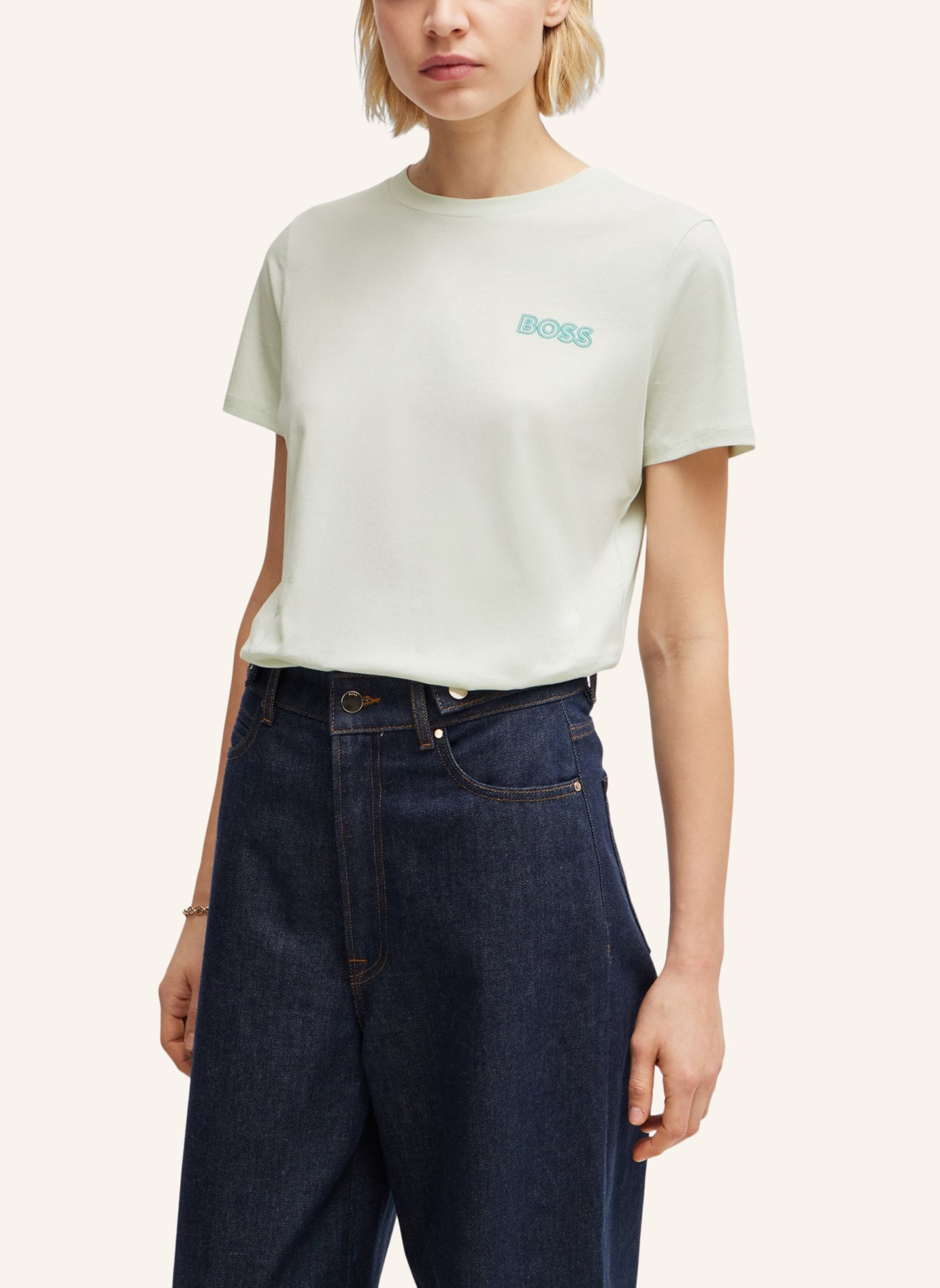 BOSS T-Shirt ELOGOBADGE Slim Fit, Farbe: GRÜN (Bild 4)