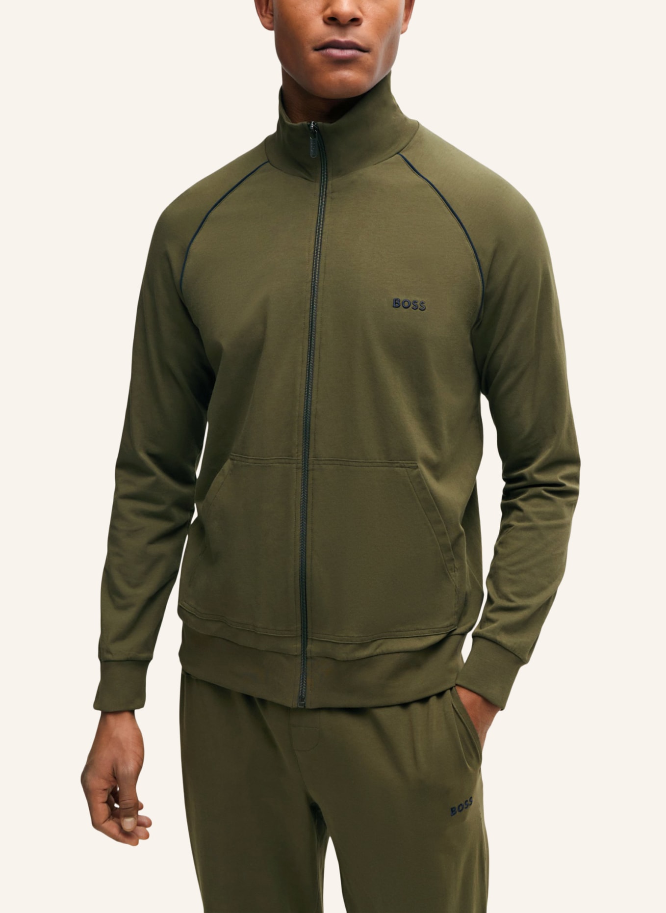 BOSS Loungewear Jacke MIX&MATCH JACKET Z Regular Fit, Farbe: DUNKELGRÜN (Bild 2)