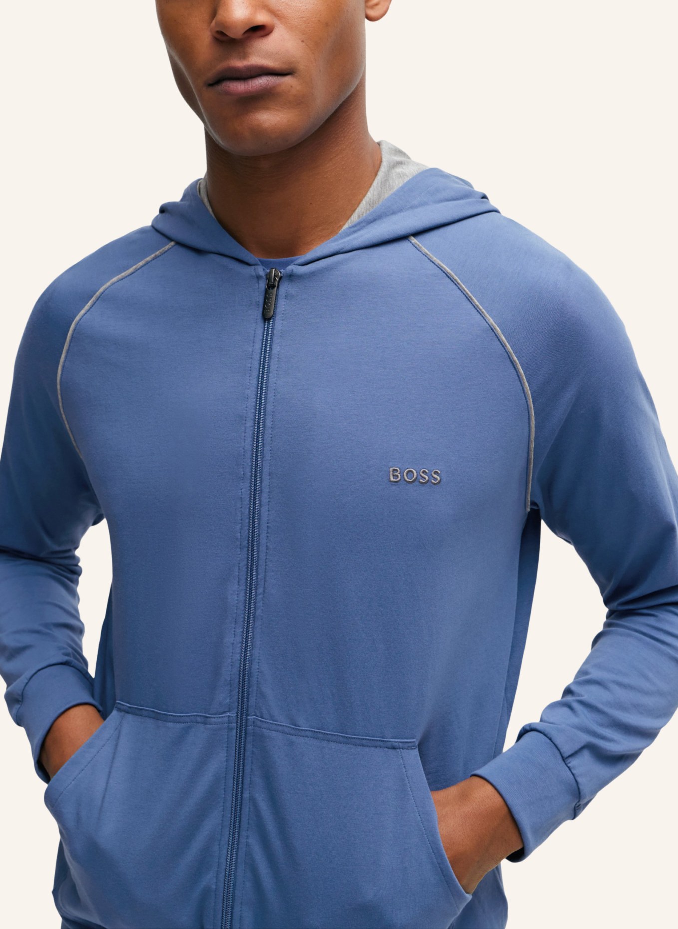 BOSS Loungewear Jacke MIX&MATCH JACKET H Regular Fit, Farbe: BLAU (Bild 3)