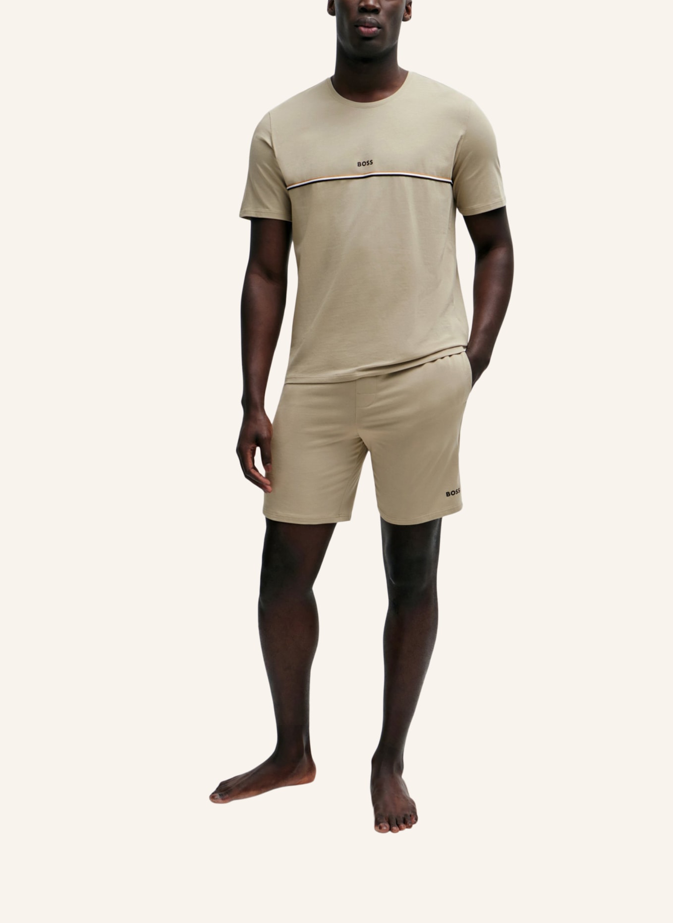 BOSS Pyjama-Oberteil UNIQUE T-SHIRT Regular Fit, Farbe: KHAKI (Bild 5)