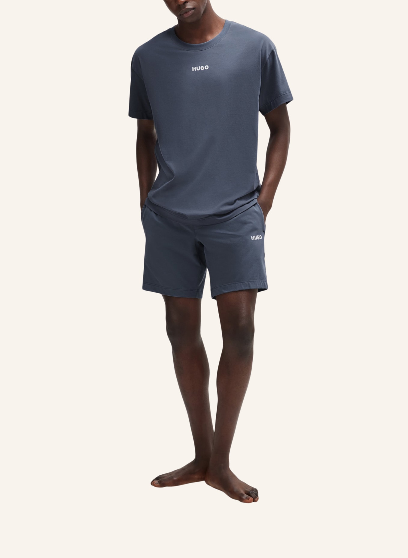 HUGO Pyjama-Oberteil LINKED T-SHIRT Relaxed Fit, Farbe: BLAU (Bild 5)