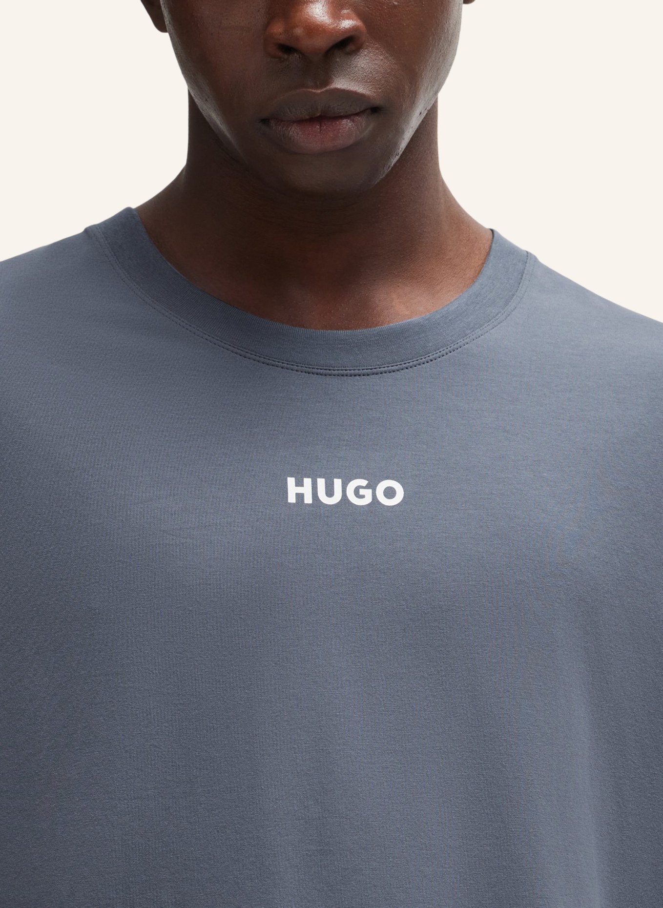 HUGO Pyjama-Oberteil LINKED T-SHIRT Relaxed Fit, Farbe: BLAU (Bild 3)