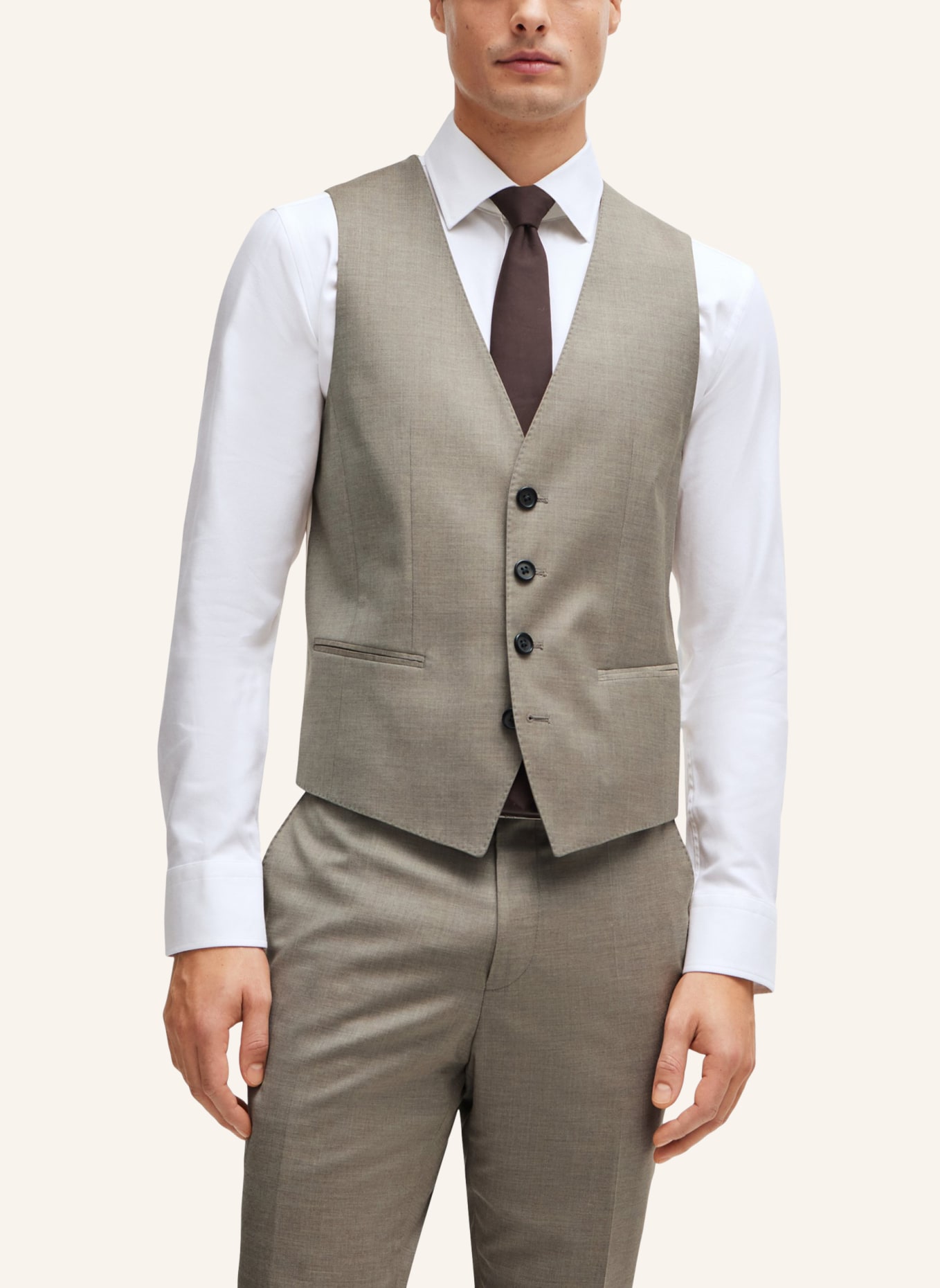 BOSS Business Anzug H-HUGE-3PCS-232 Slim Fit, Farbe: BEIGE (Bild 5)