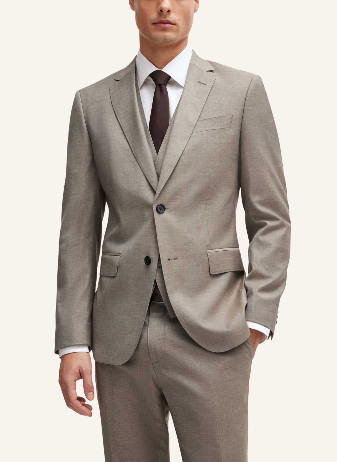BOSS Business Anzug H-HUGE-3PCS-232 Slim Fit, Farbe: BEIGE (Bild 8)
