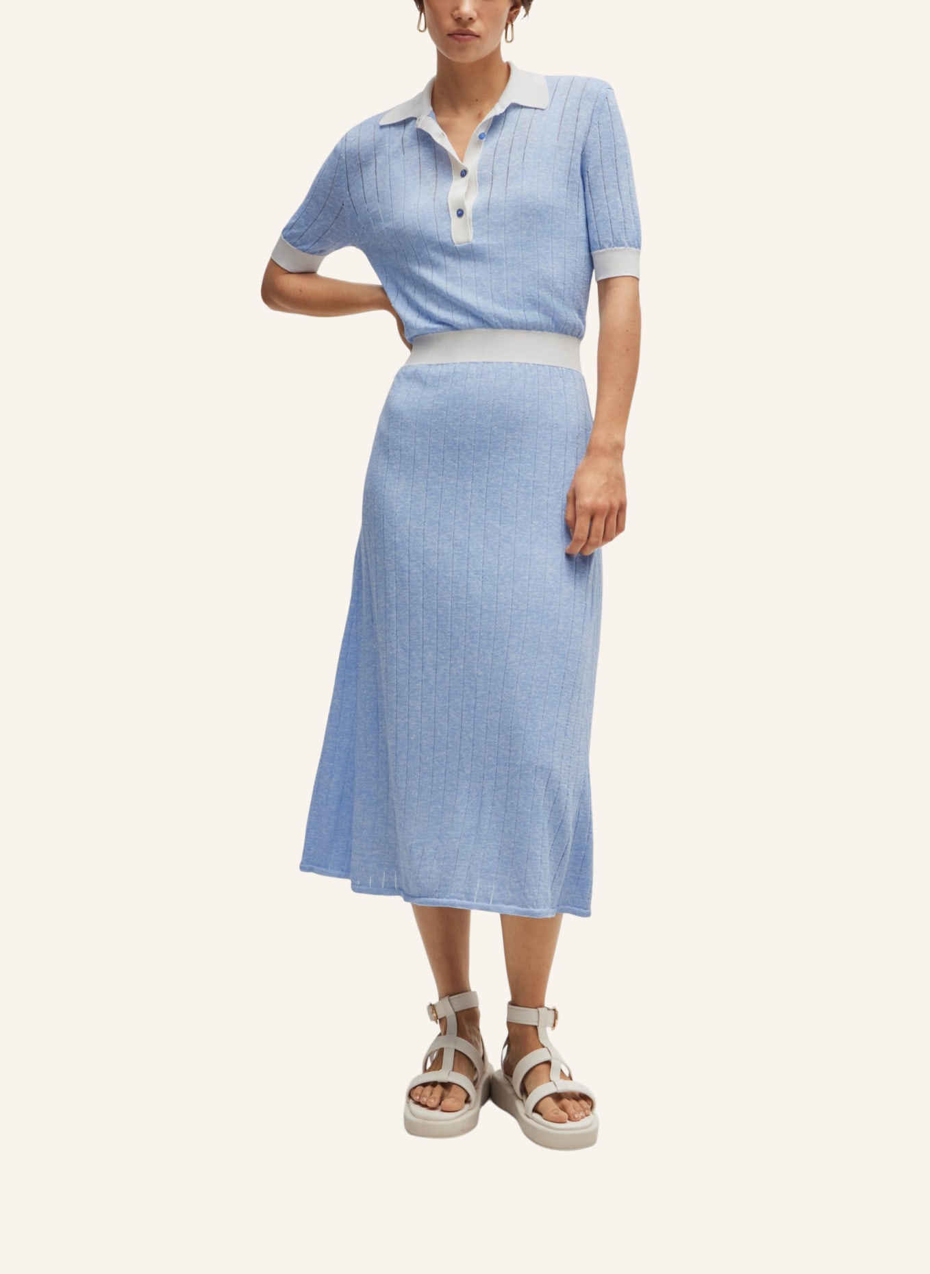 BOSS Gestricktes Kleid FARONKA Relaxed Fit, Farbe: WEISS (Bild 5)