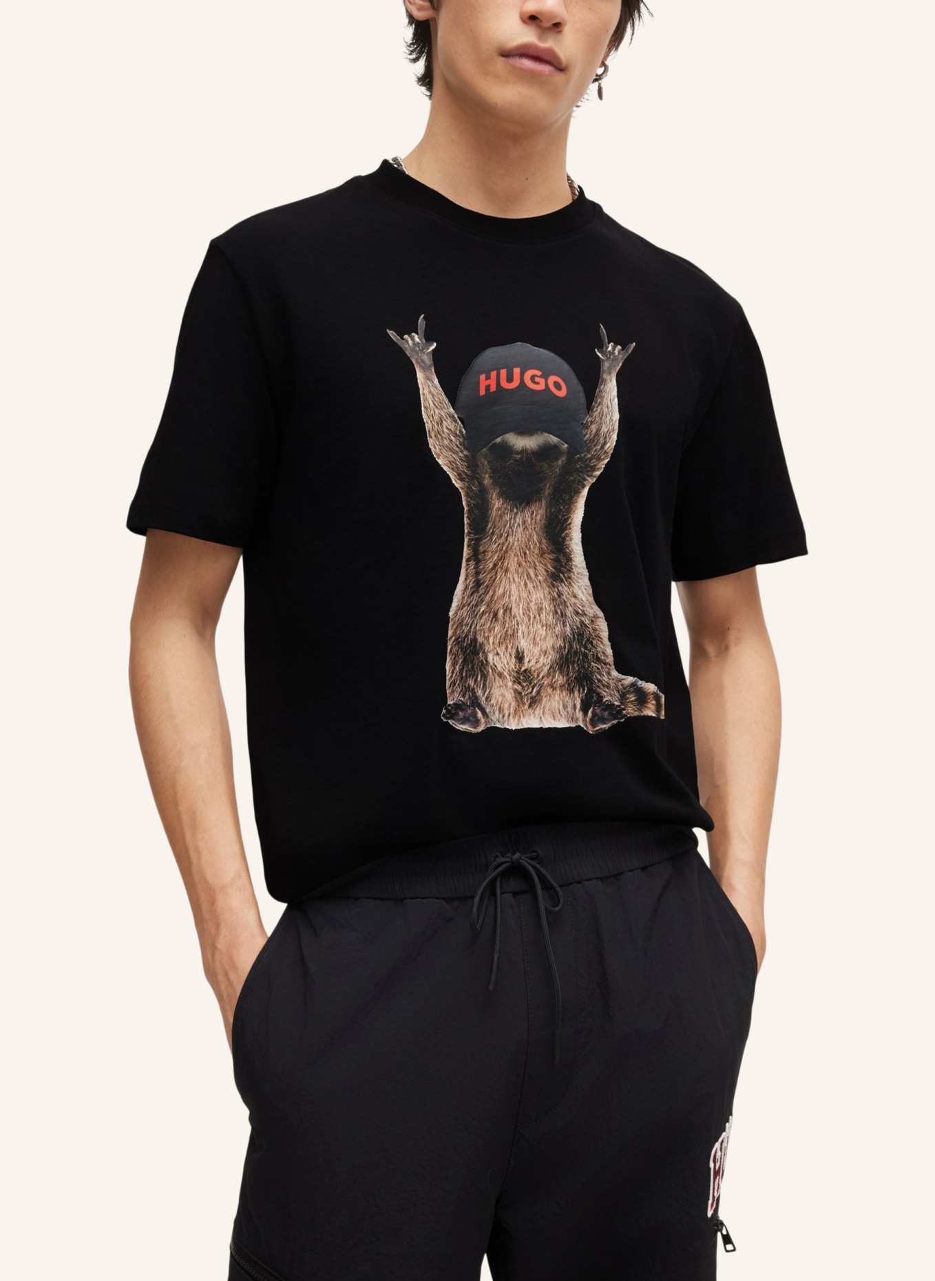 HUGO T-Shirt DRACCOON_IN Regular Fit, Farbe: SCHWARZ (Bild 4)