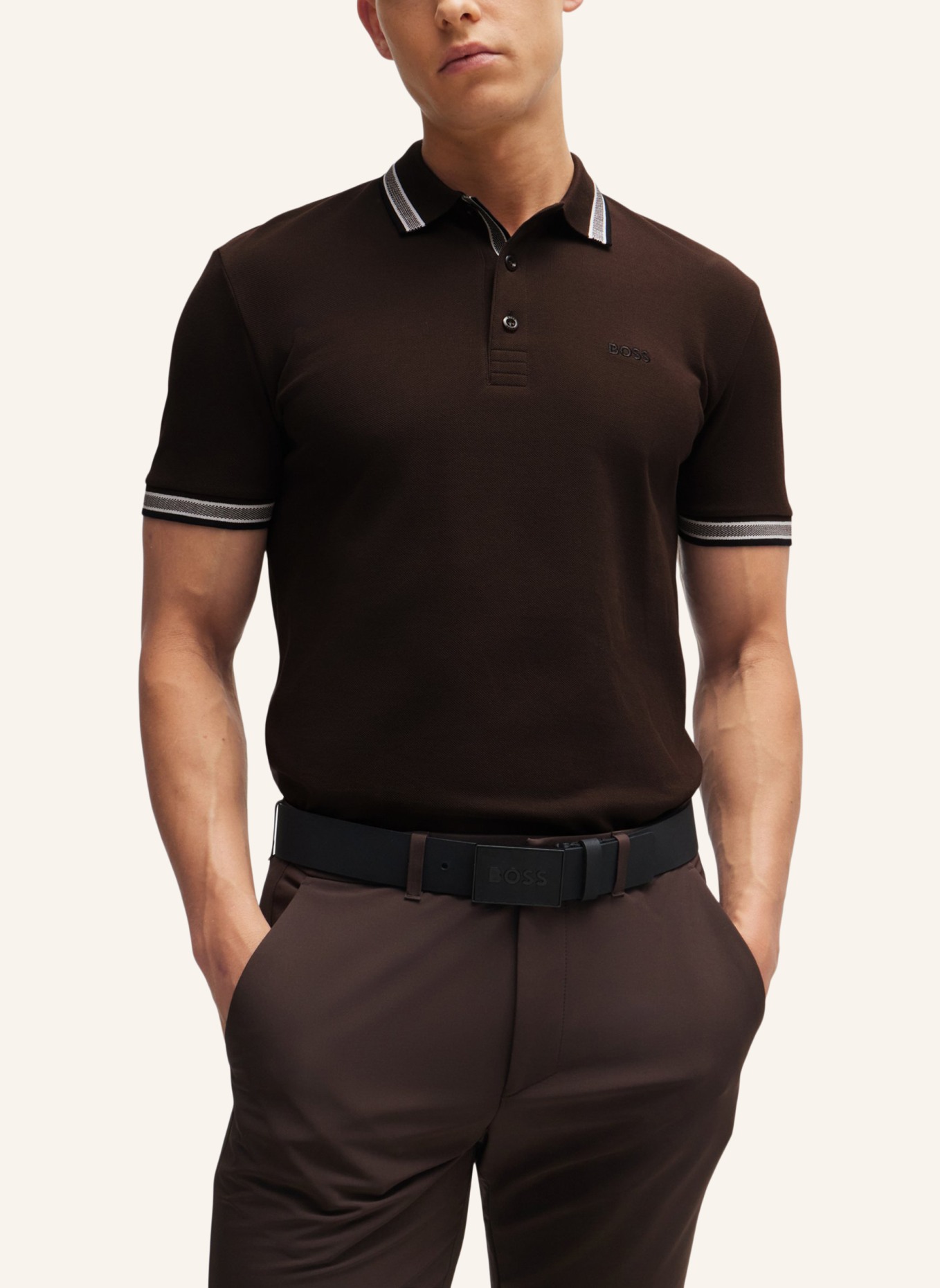 BOSS Poloshirt PADDY Regular Fit, Farbe: BRAUN (Bild 4)