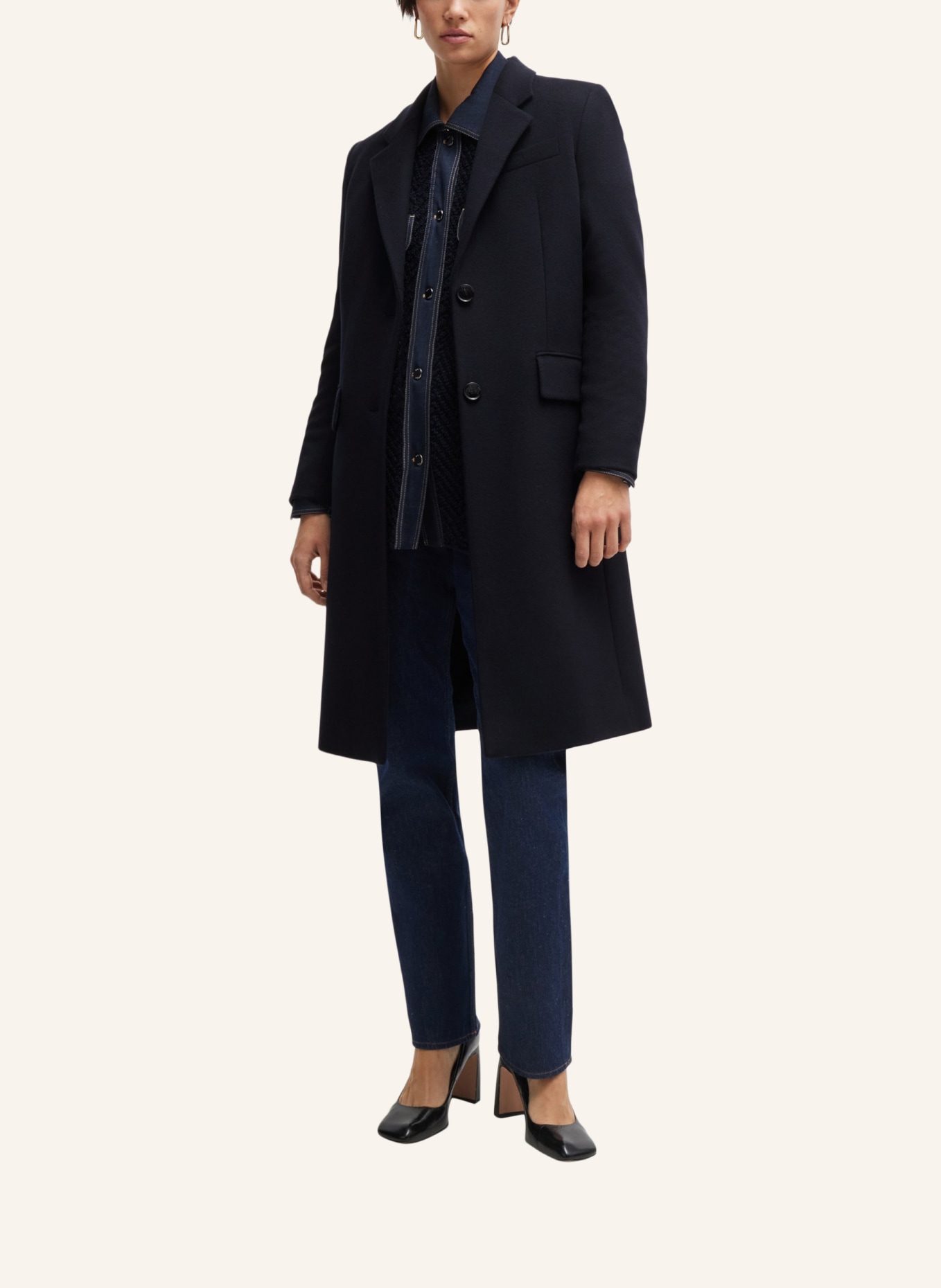 BOSS Klassischer Mantel CATARA Slim Fit, Farbe: DUNKELBLAU (Bild 6)