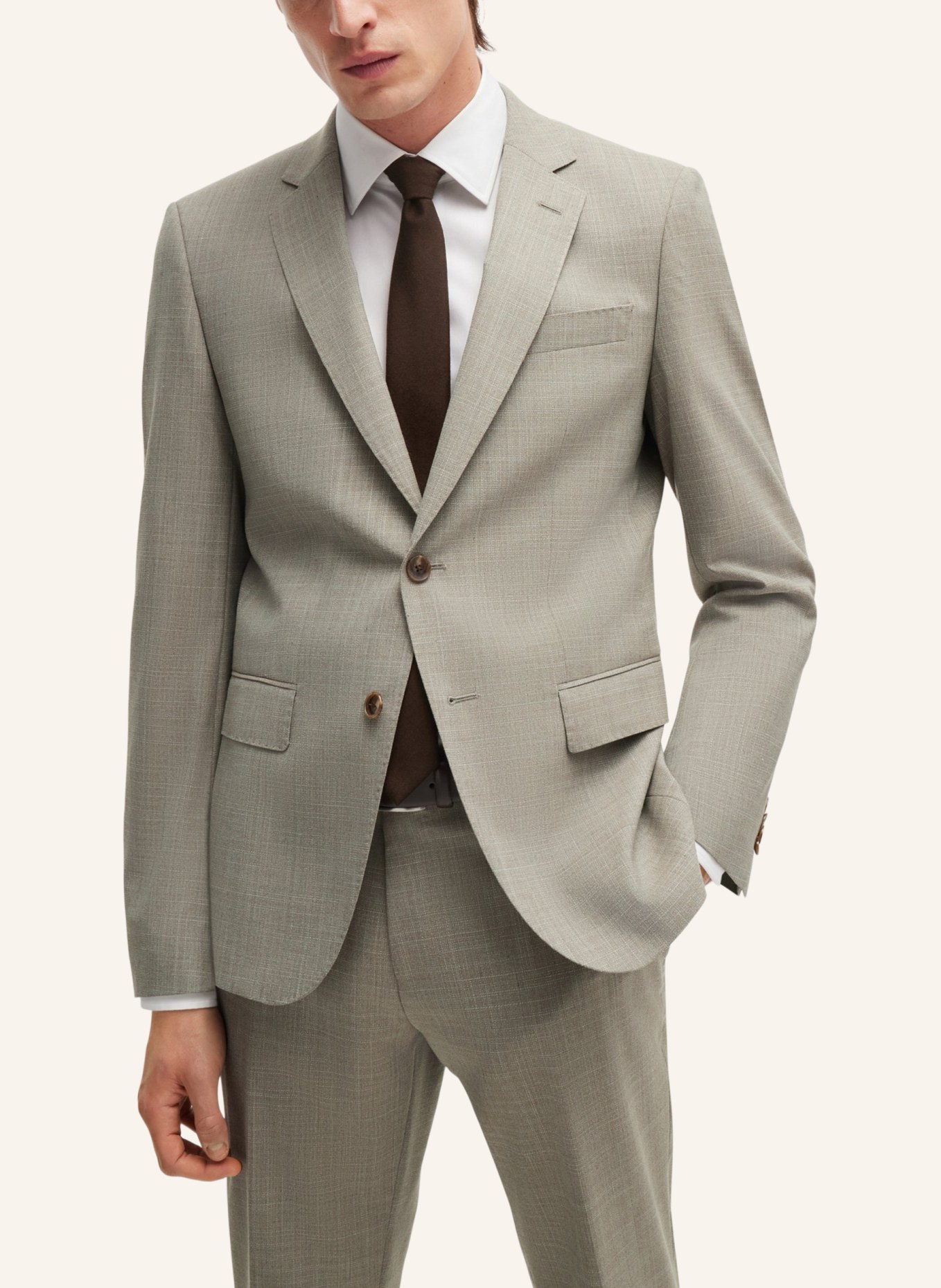 BOSS Business Anzug H-HUGE-2PCS-224 Slim Fit, Farbe: BEIGE (Bild 8)