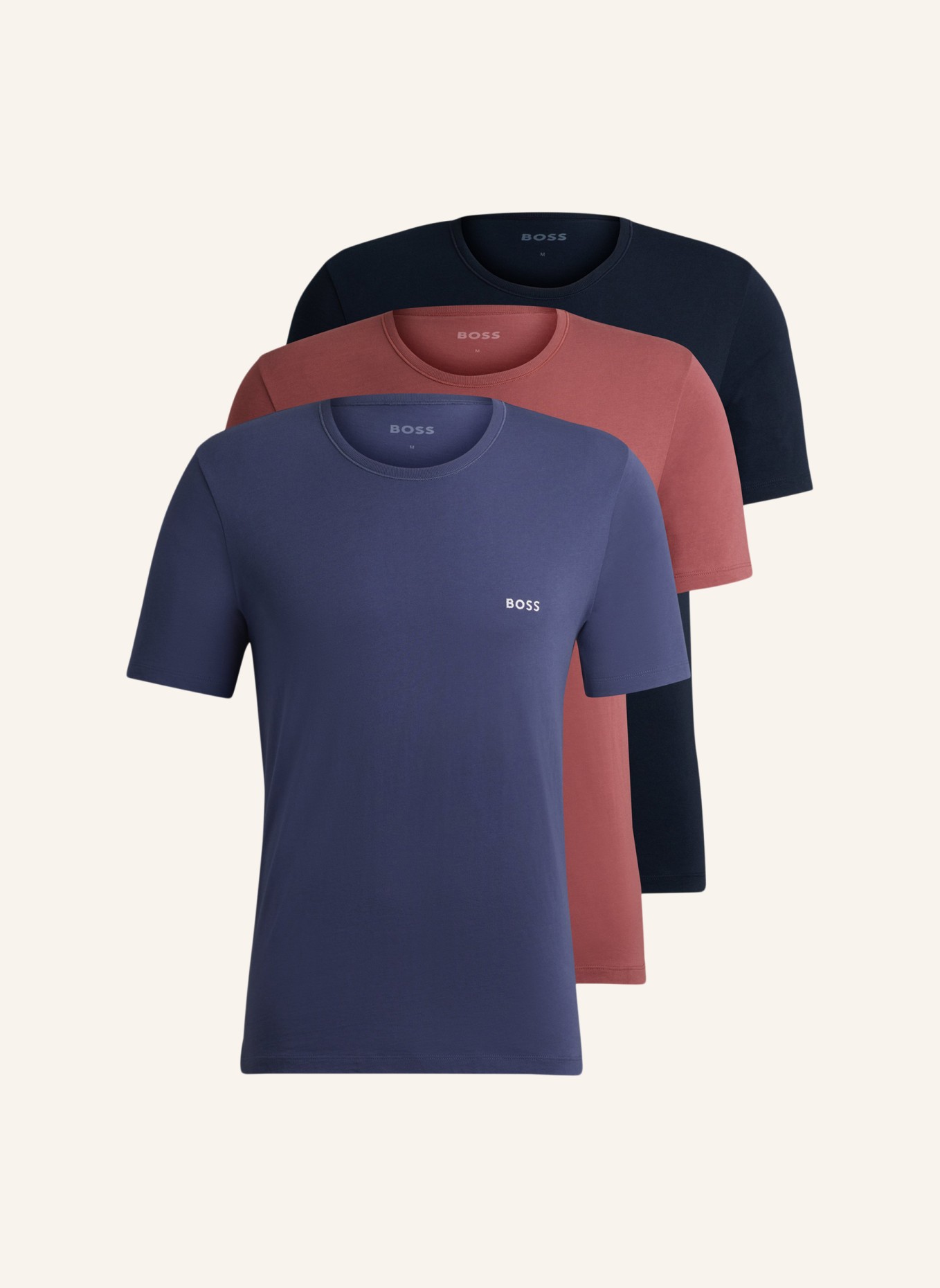 BOSS Unterwäsche Top TSHIRTRN 3P CLASSIC Regular Fit, Farbe: BLAU/ ROSA (Bild 1)