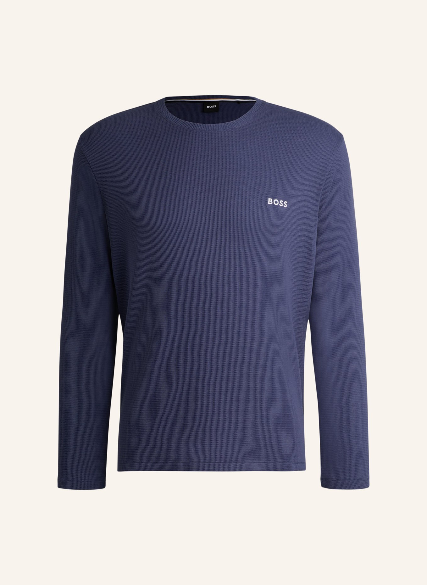 BOSS Pyjama-Oberteil WAFFLE LS-SHIRT Regular Fit, Farbe: DUNKELBLAU (Bild 1)