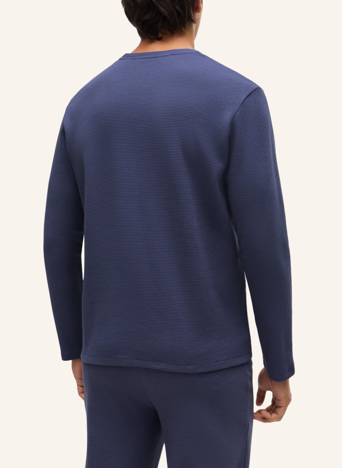 BOSS Pyjama-Oberteil WAFFLE LS-SHIRT Regular Fit, Farbe: DUNKELBLAU (Bild 2)
