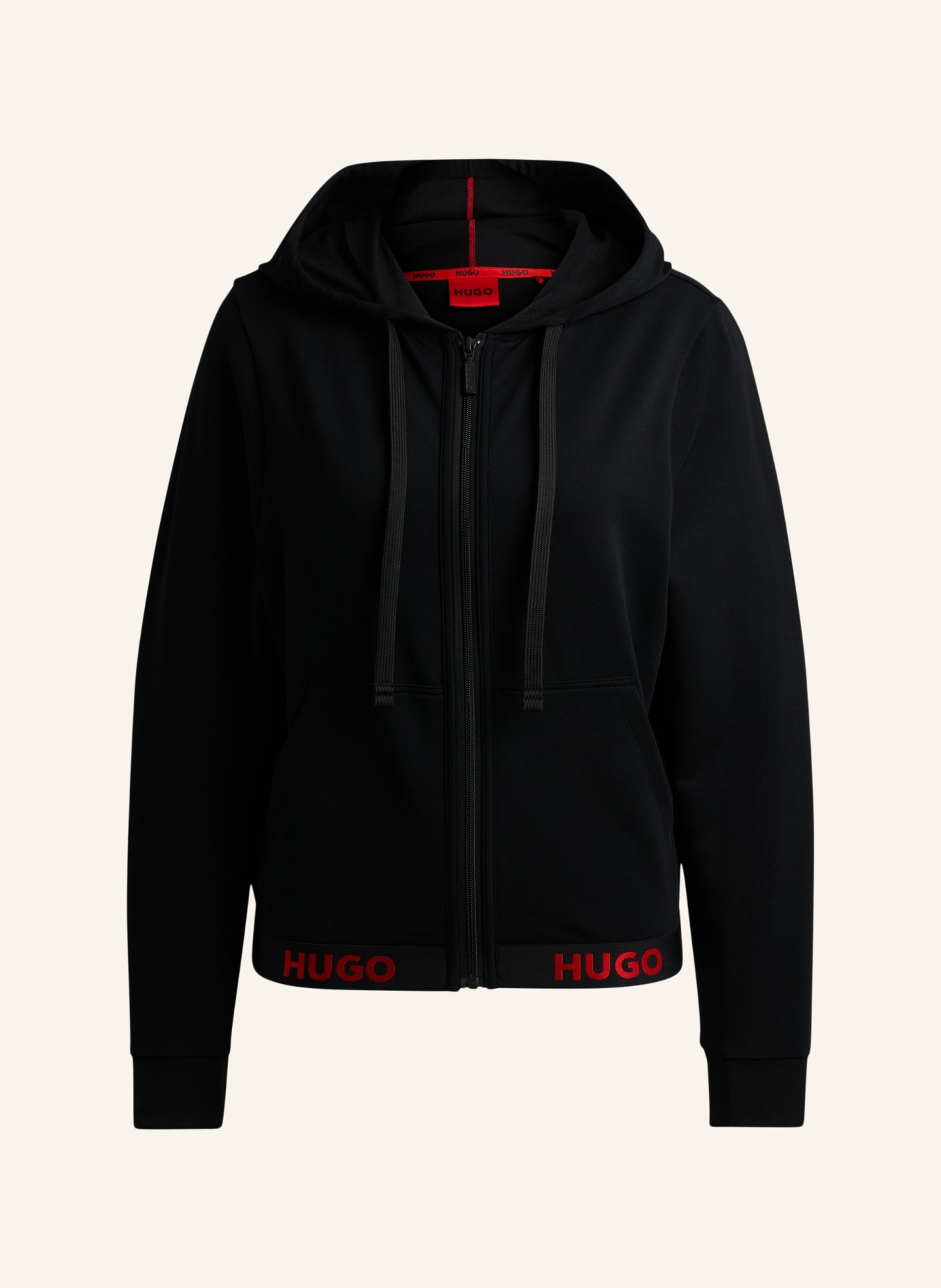 HUGO Loungewear Jacke SPORTY LOGO_JACKET Relaxed Fit, Farbe: SCHWARZ (Bild 1)