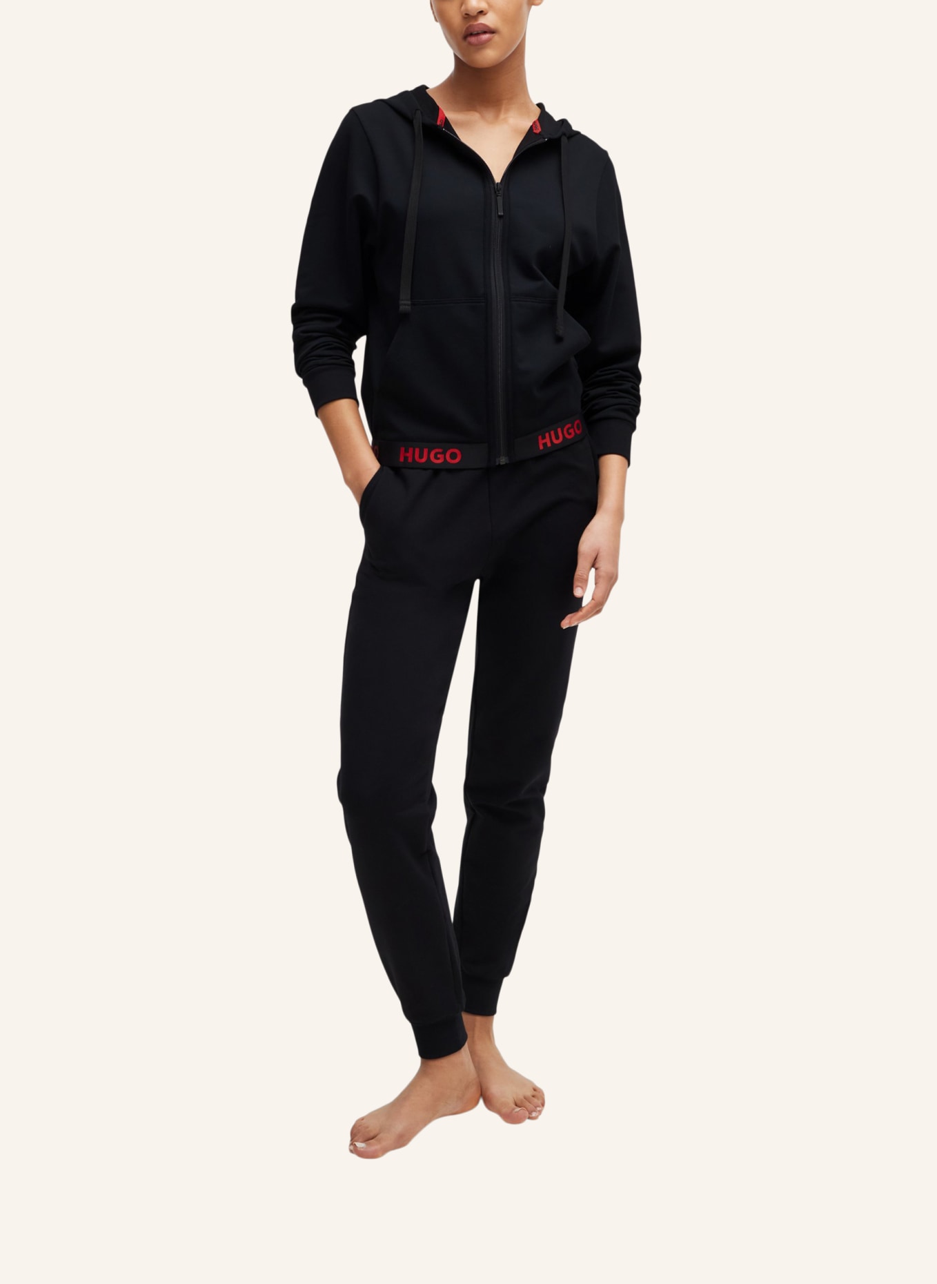 HUGO Loungewear Jacke SPORTY LOGO_JACKET Relaxed Fit, Farbe: SCHWARZ (Bild 5)