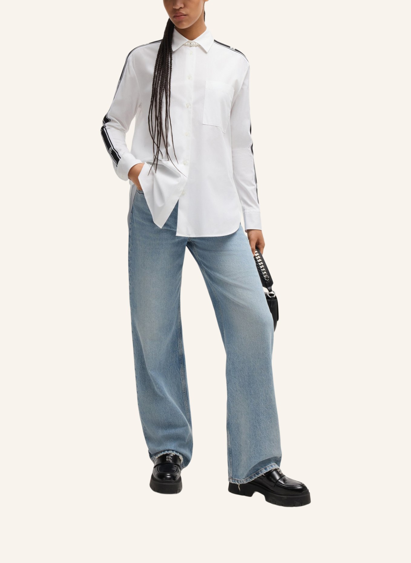 HUGO Business Bluse ELODINA Oversize Fit, Farbe: WEISS (Bild 6)