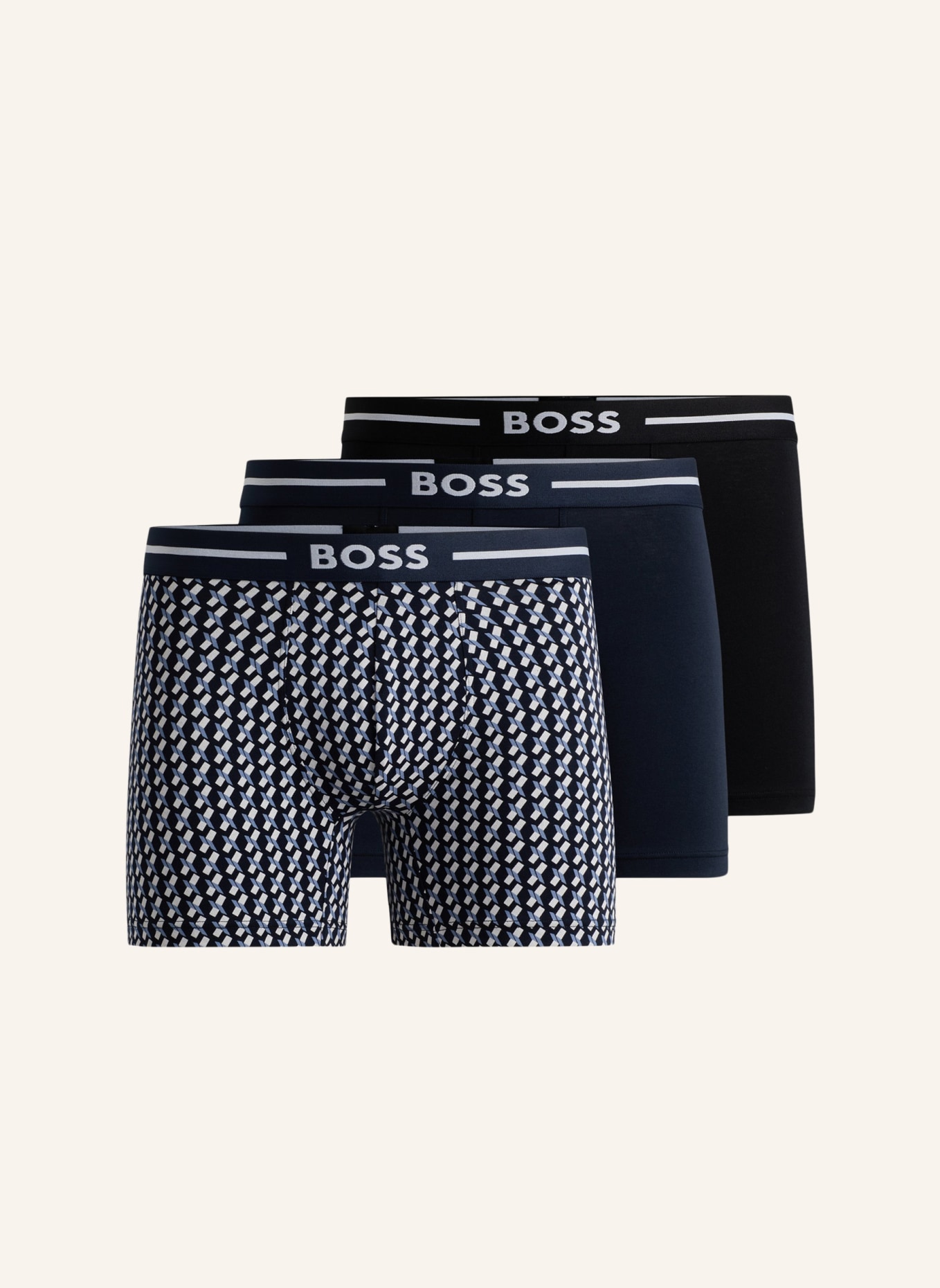 BOSS Boxershort BOXERBR 3P BOLD DES, Farbe: WEISS (Bild 1)