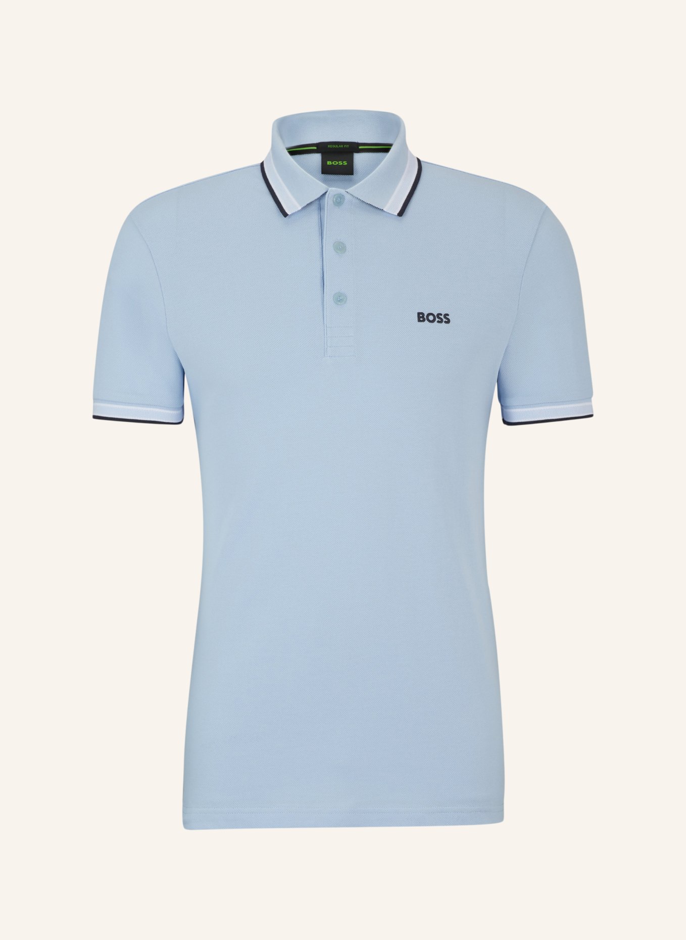 BOSS Piqué-Poloshirt PADDY CURVED Regular Fit: HELLBLAU