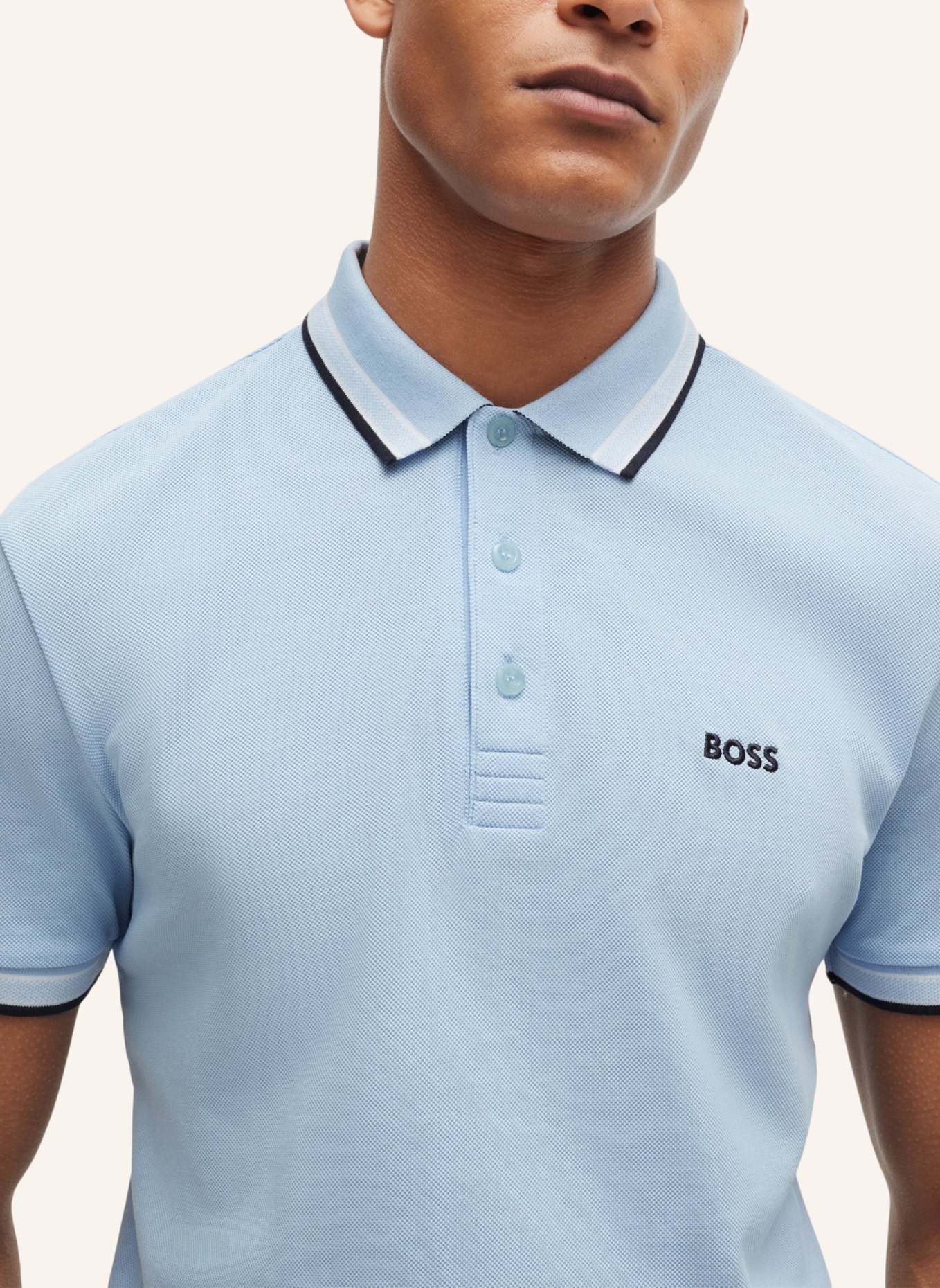BOSS Piqué-Poloshirt PADDY CURVED Regular Fit: HELLBLAU