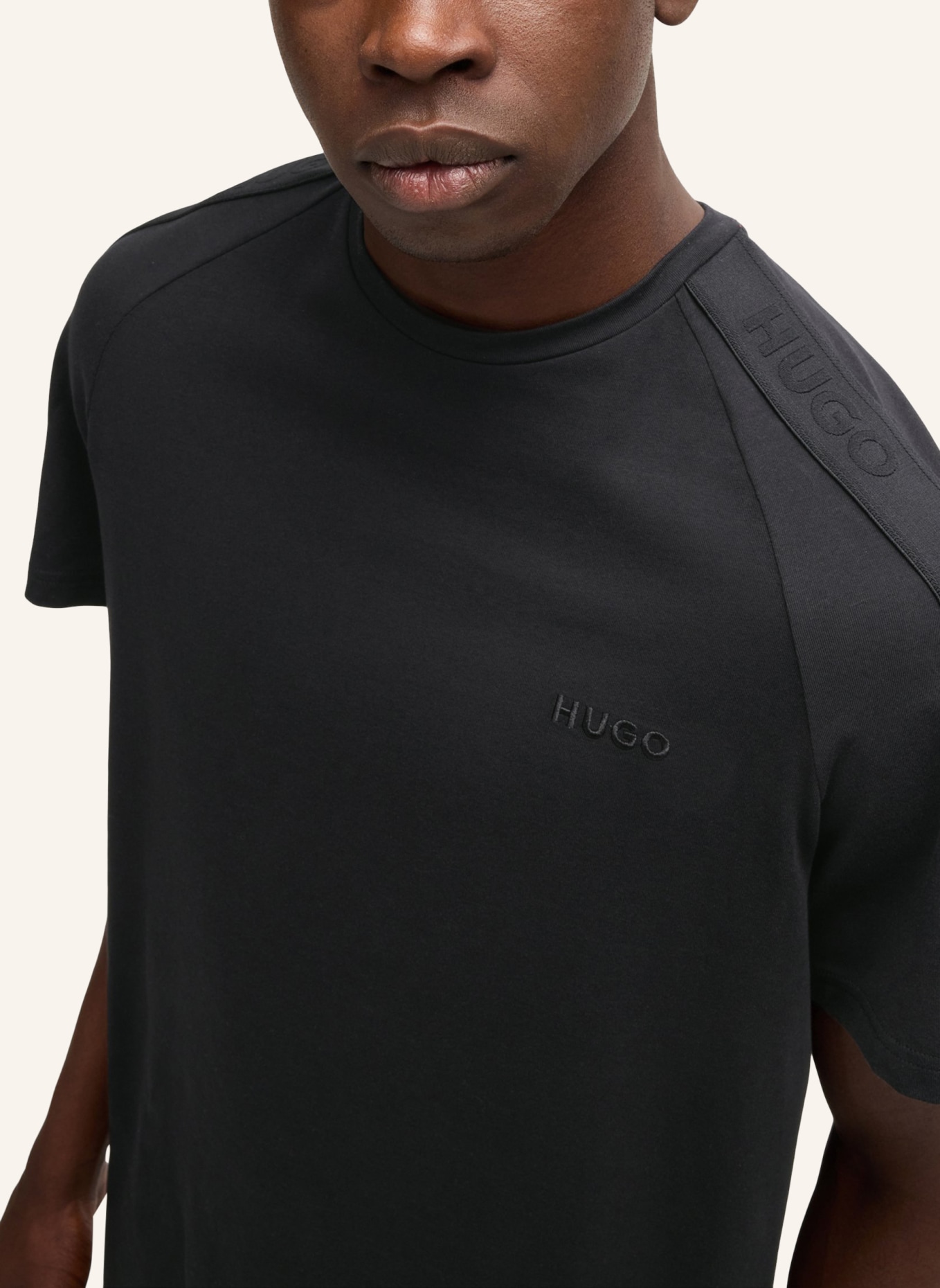 HUGO Loungewear Oberteil TONAL LOGO T-SHIRT Regular Fit, Farbe: SCHWARZ (Bild 3)