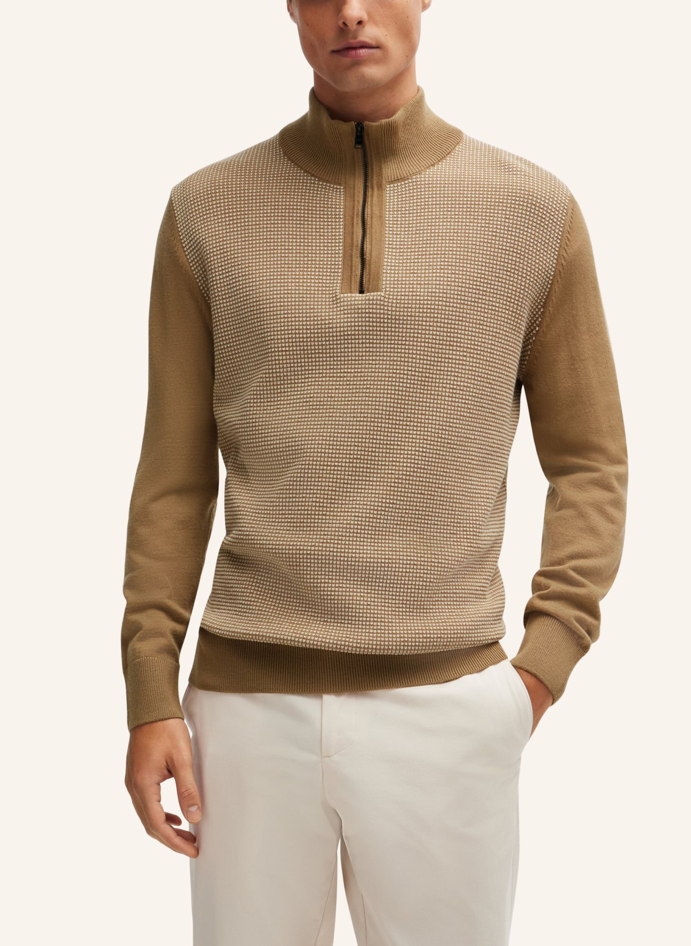 BOSS Pullover H-DAMBINO Regular Fit, Farbe: BEIGE (Bild 4)