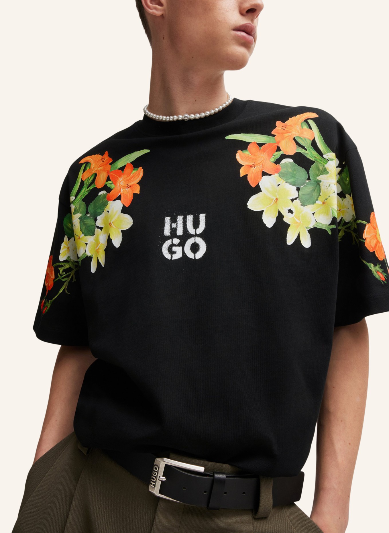 HUGO T-Shirt DIBLOSTEE Oversize Fit, Farbe: SCHWARZ (Bild 3)