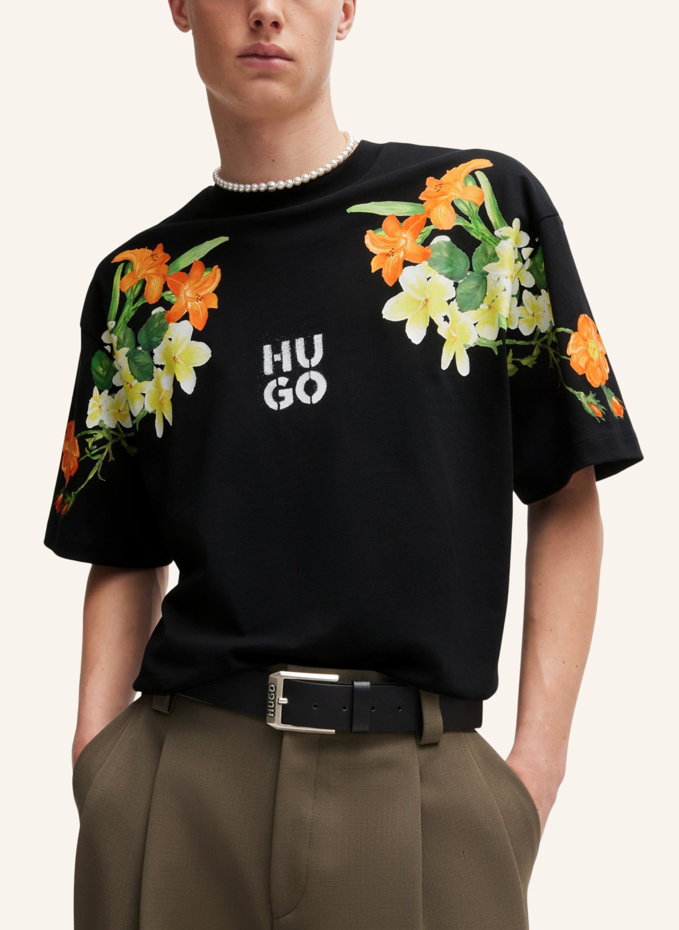 HUGO T-Shirt DIBLOSTEE Oversize Fit, Farbe: SCHWARZ (Bild 4)