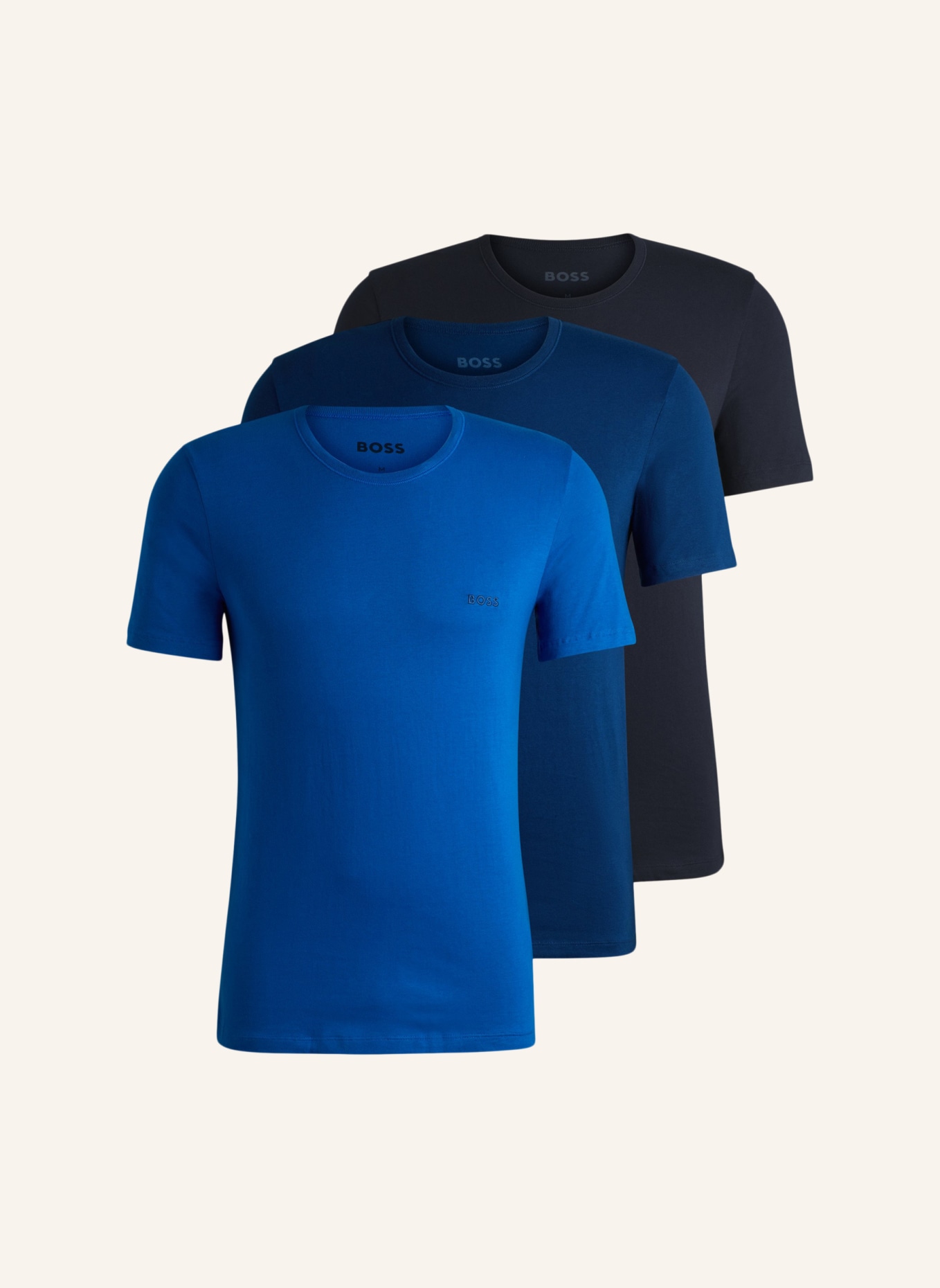 BOSS Unterwäsche Top TSHIRTRN 3P CLASSIC Regular Fit, Farbe: BLAU/ DUNKELBLAU/ SCHWARZ (Bild 1)