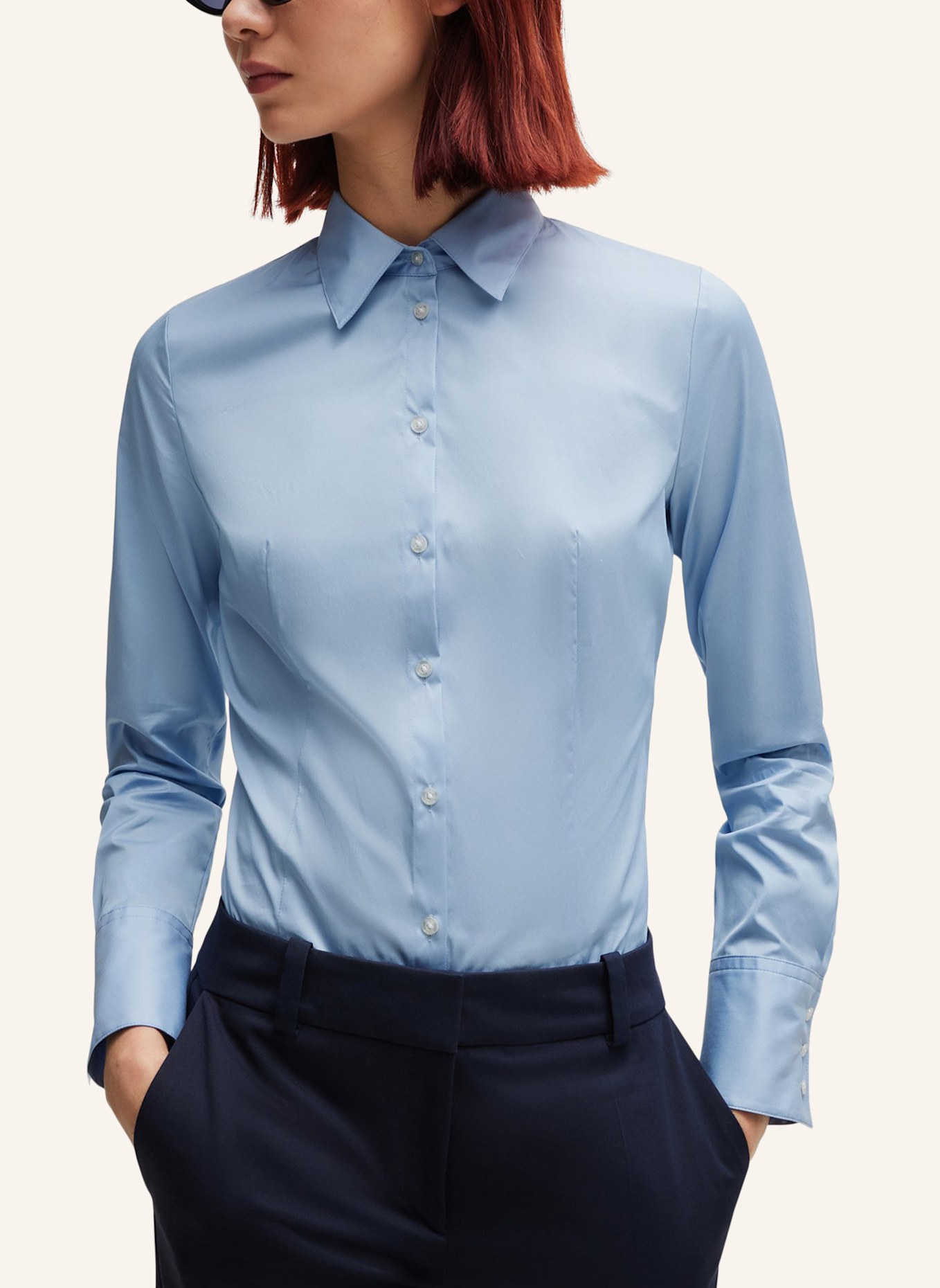 HUGO Business Bluse THE FITTED SHIRT Slim Fit, Farbe: HELLBLAU (Bild 11)