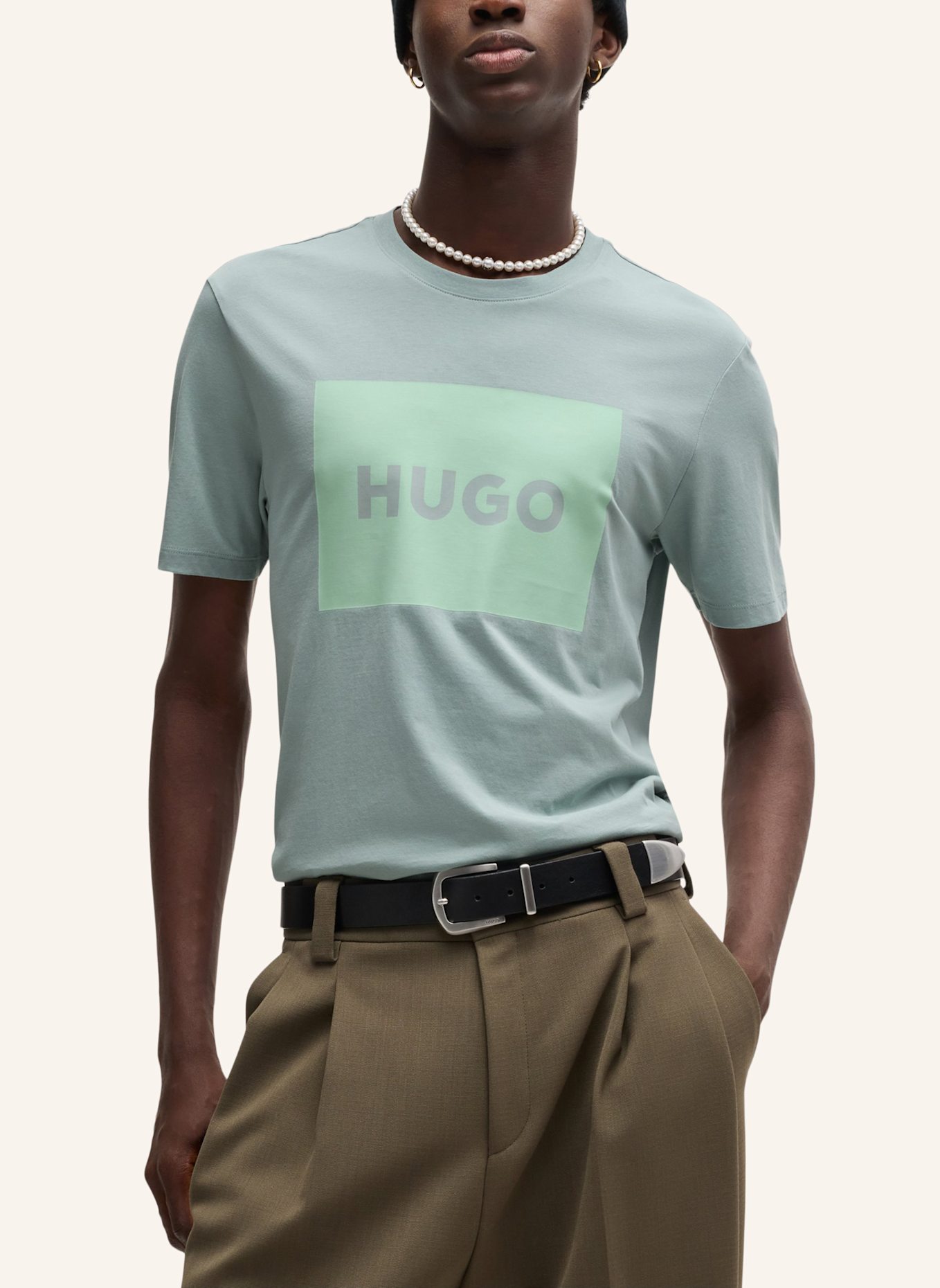 HUGO T-Shirt DULIVE222 Regular Fit, Farbe: GRAU (Bild 4)