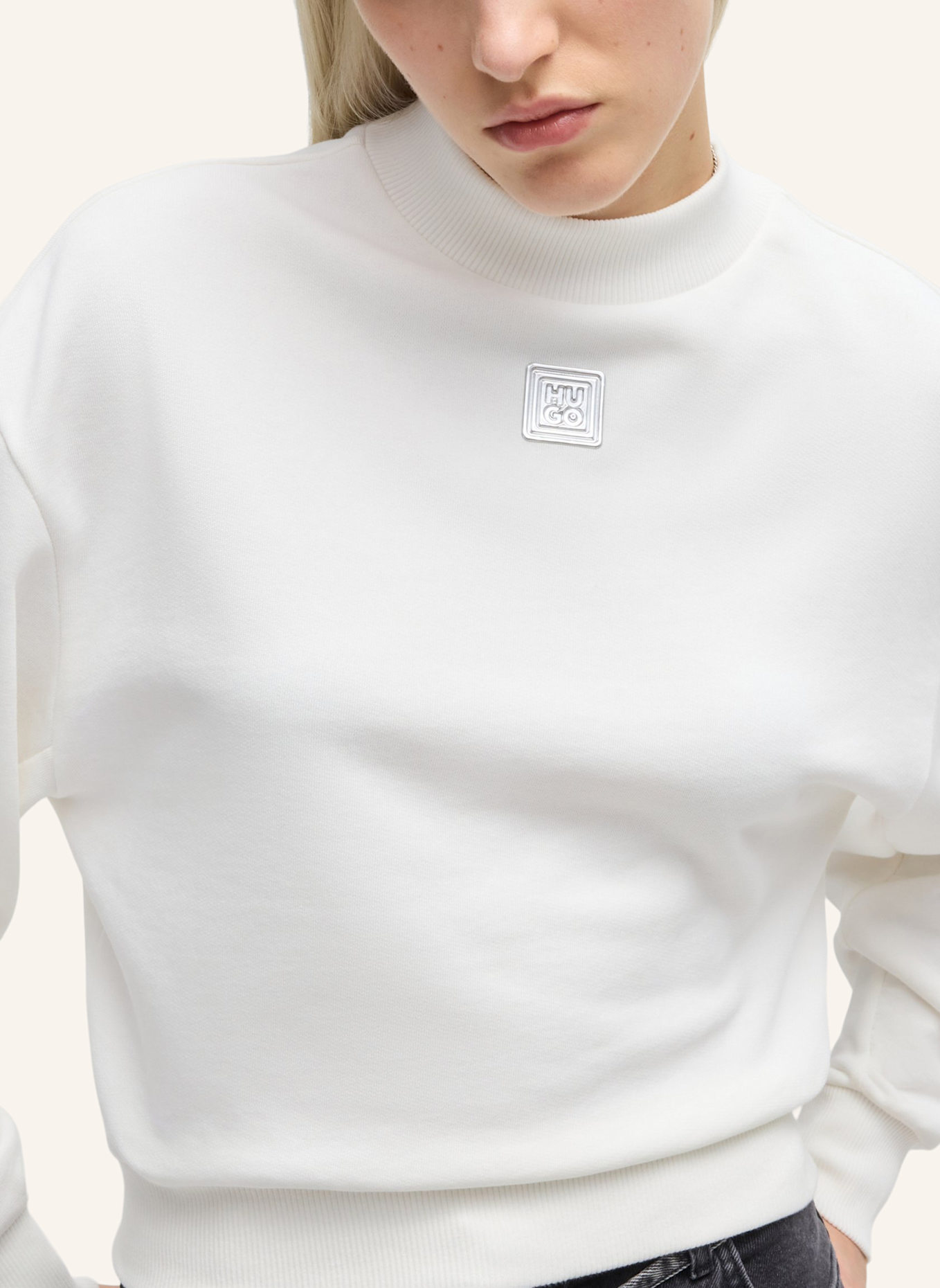 HUGO Sweatshirt DEFLORINE Relaxed Fit, Farbe: WEISS (Bild 3)