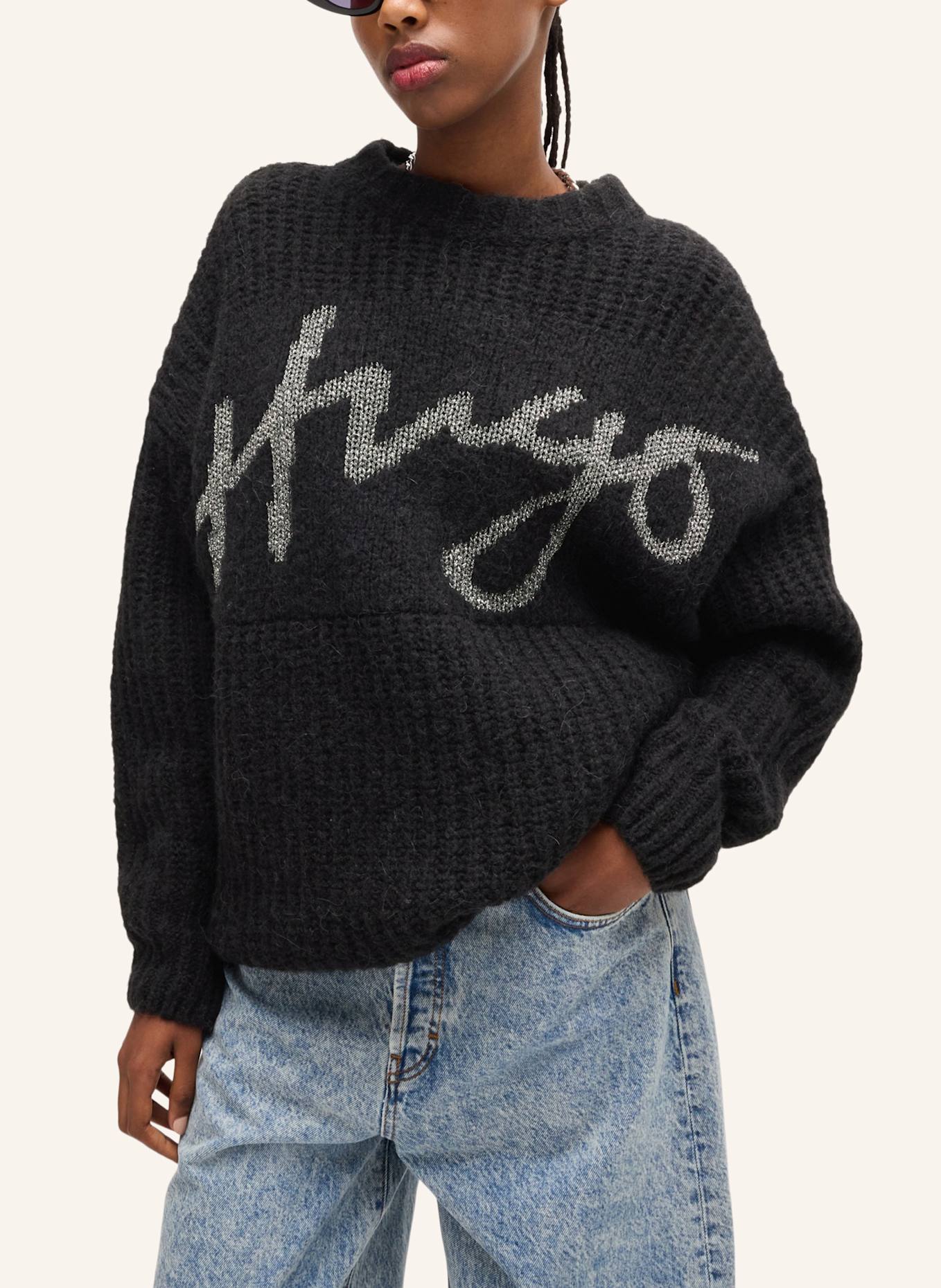 HUGO Pullover SLOGUESSY Oversize Fit, Farbe: SCHWARZ (Bild 4)