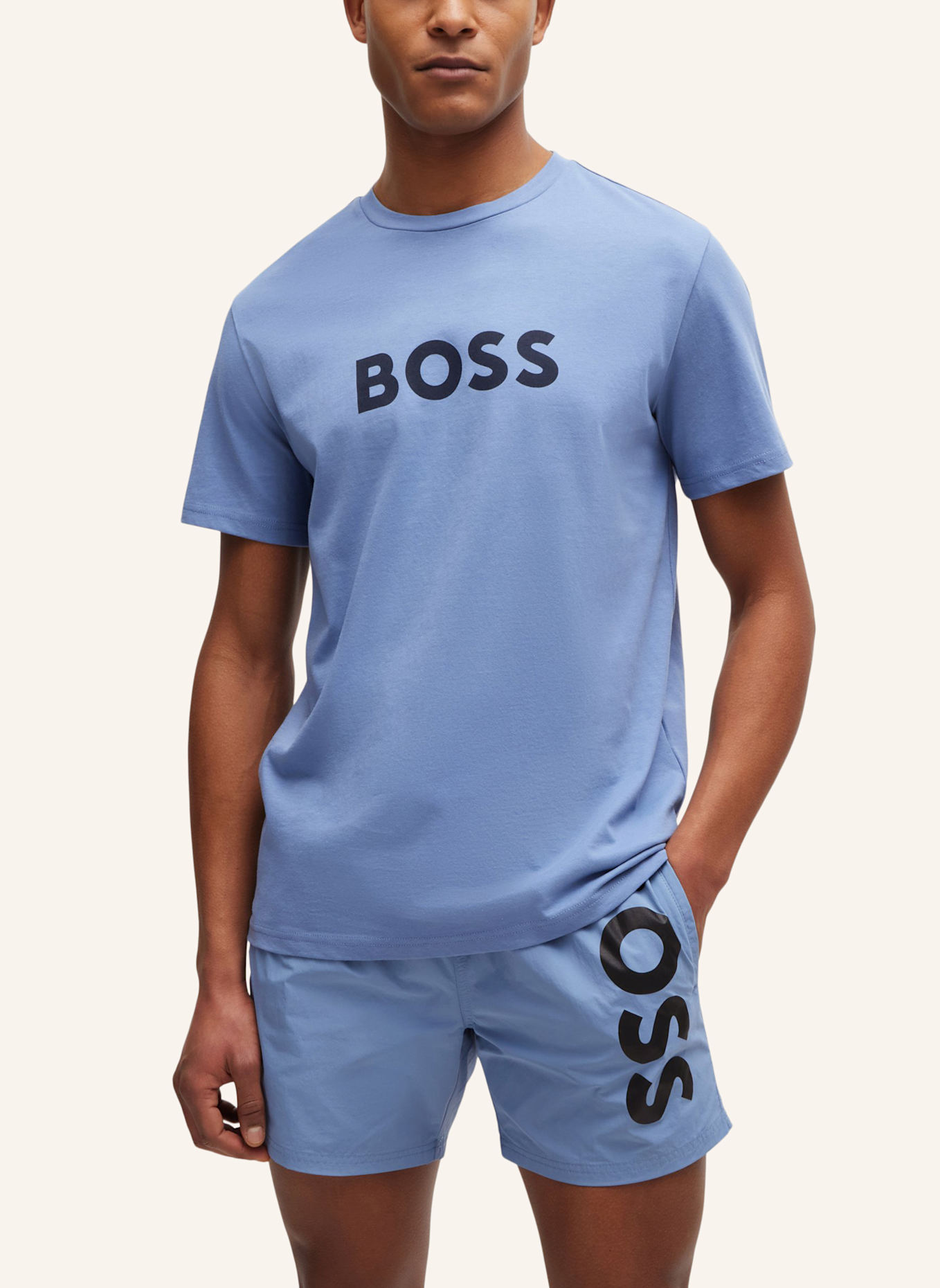 BOSS Strand-Oberteil T-SHIRT RN Regular Fit, Farbe: BLAU (Bild 3)