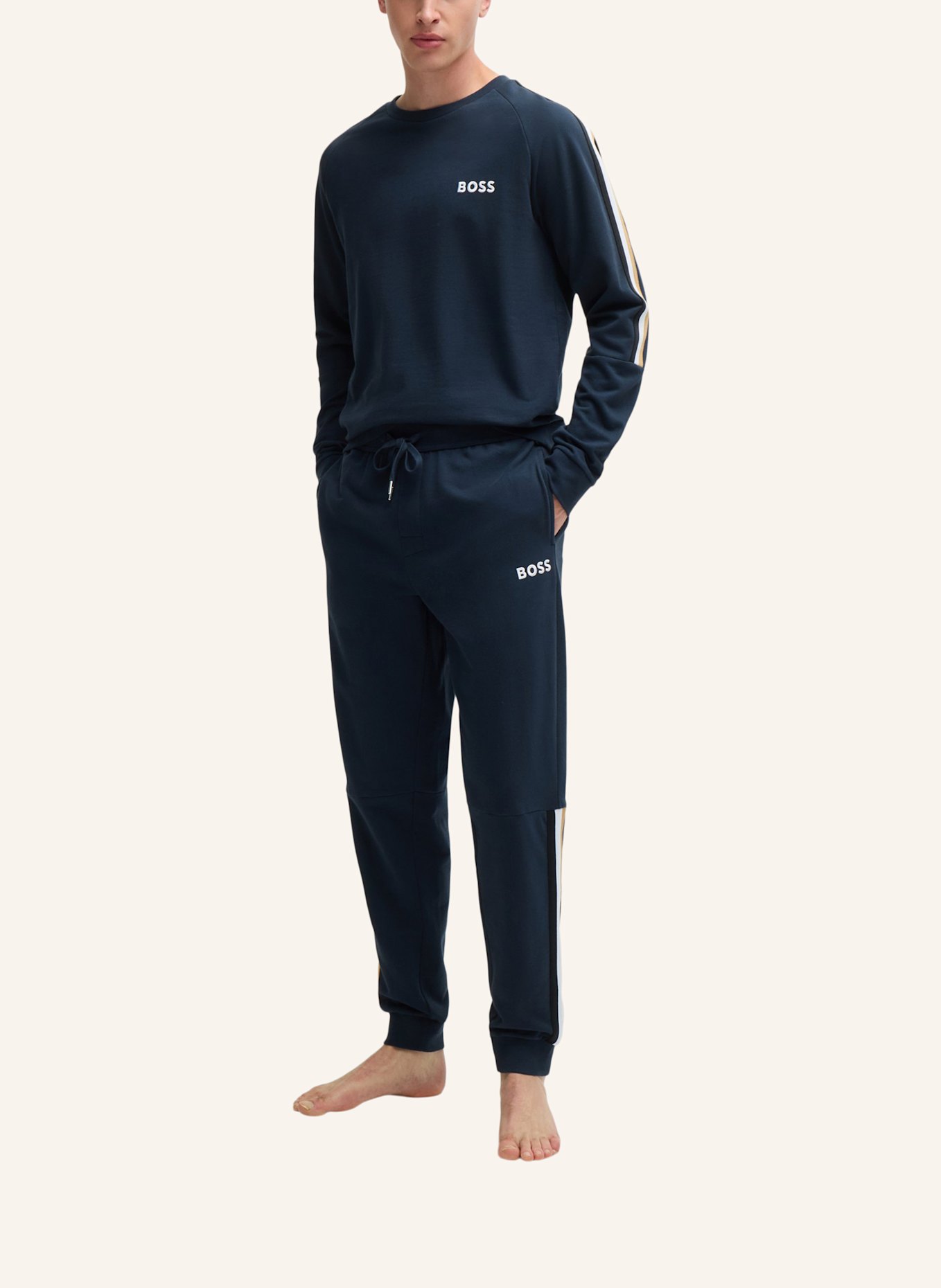 BOSS Pyjama-Set ICONIC LONG SET Regular Fit, Farbe: DUNKELBLAU (Bild 5)