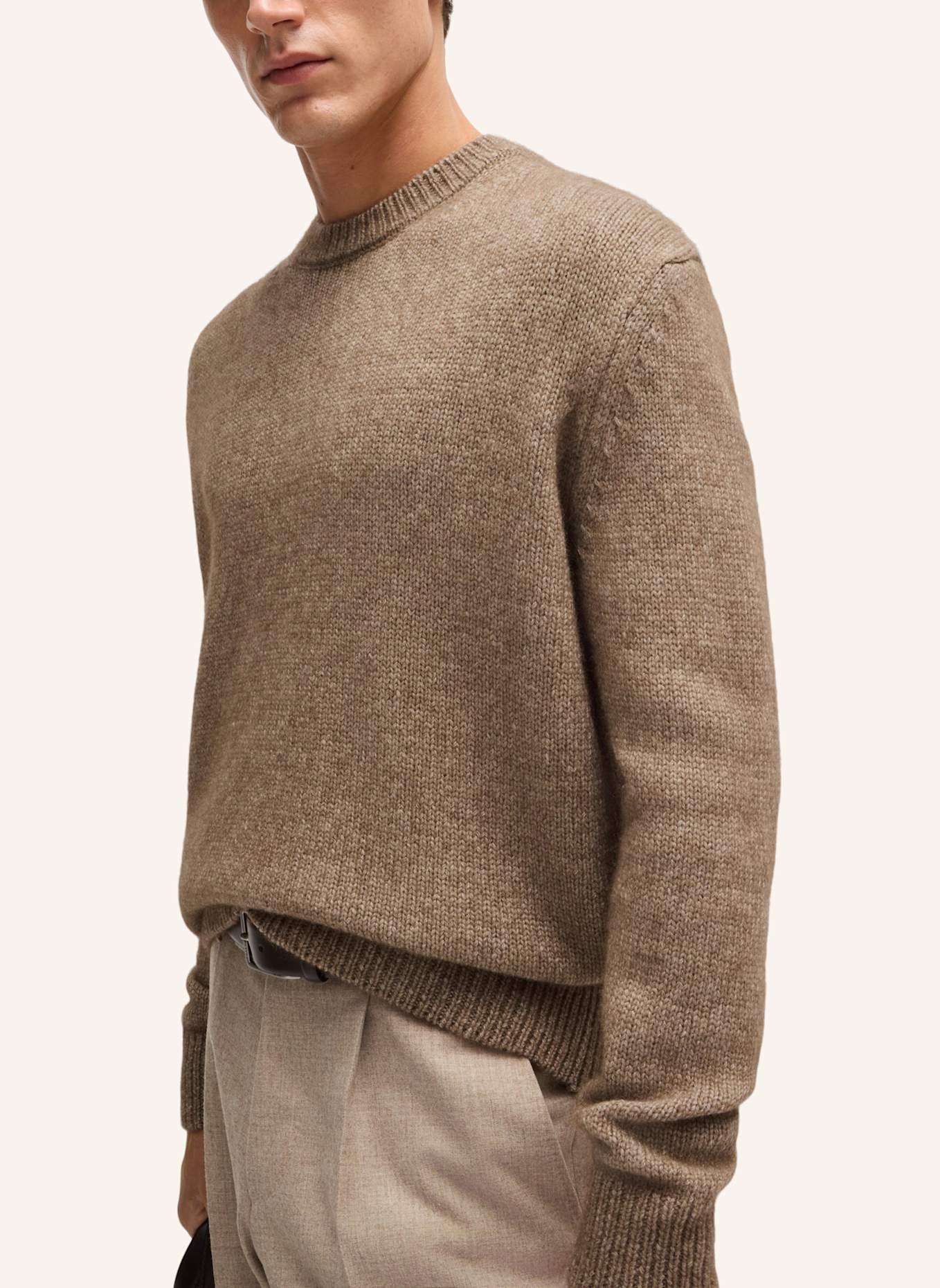 BOSS Pullover L-ENSELMO Relaxed Fit, Farbe: BEIGE (Bild 3)