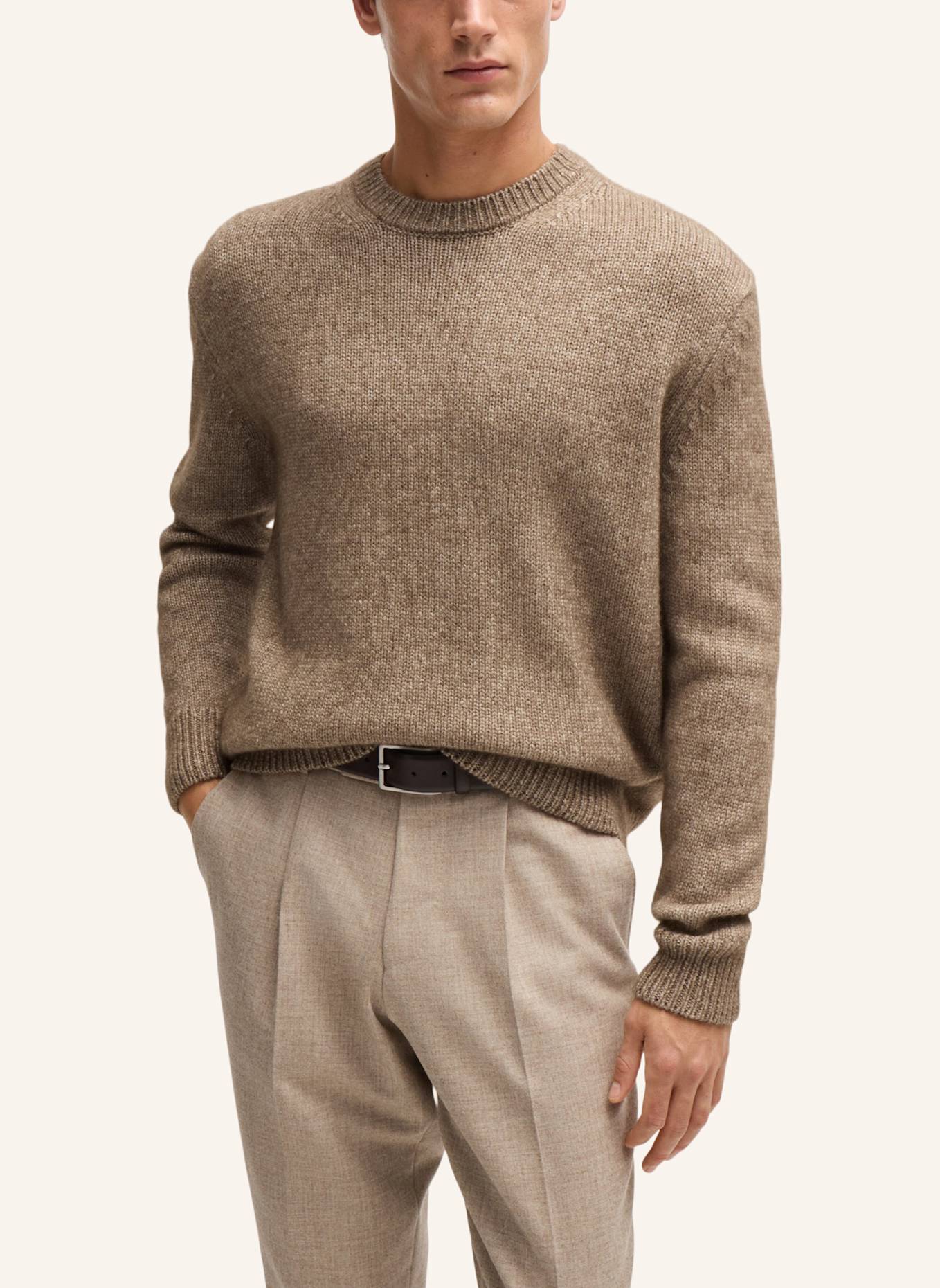 BOSS Pullover L-ENSELMO Relaxed Fit, Farbe: BEIGE (Bild 4)