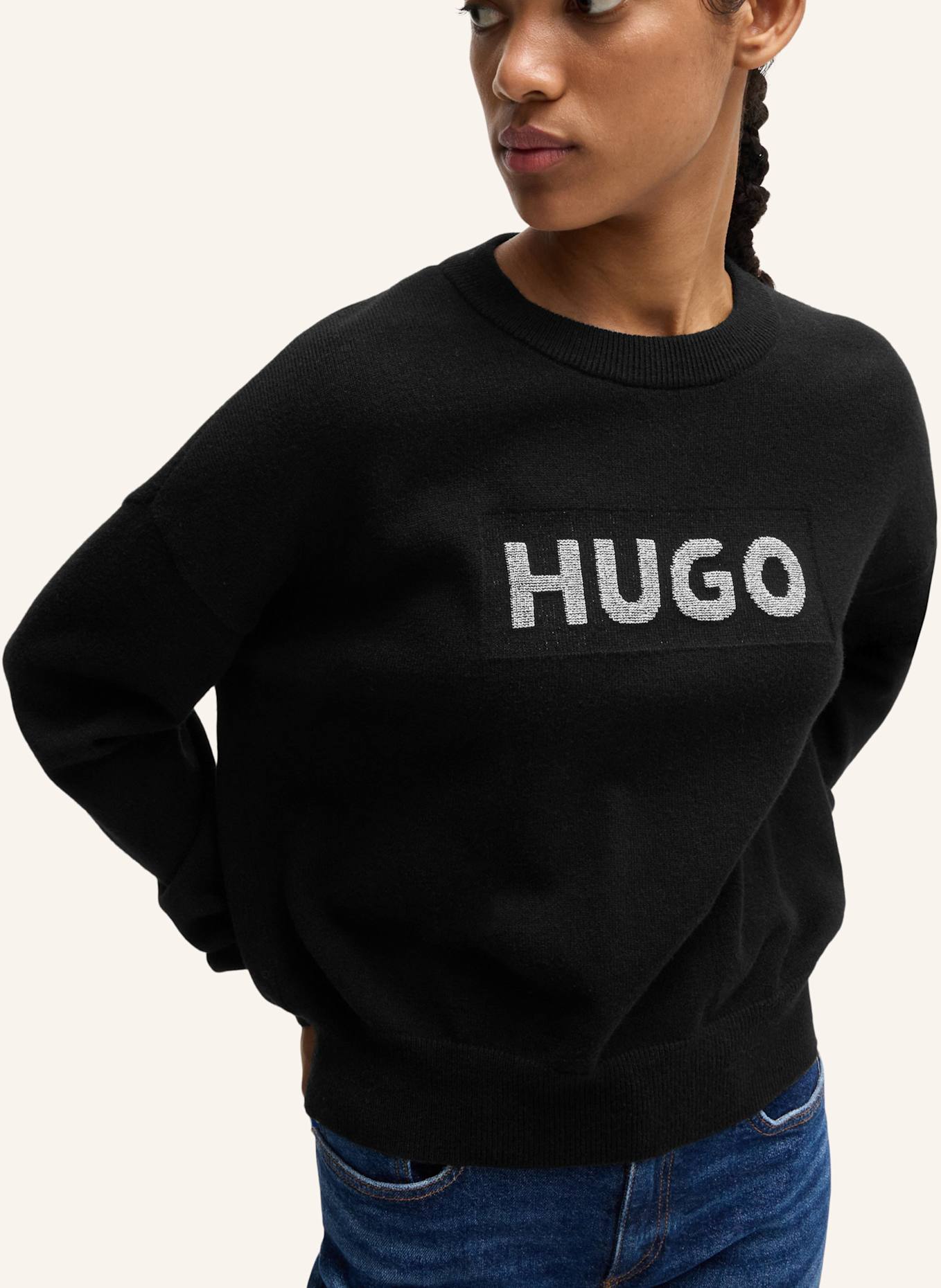 HUGO Pullover SLOGERIX_B Relaxed Fit, Farbe: SCHWARZ (Bild 3)