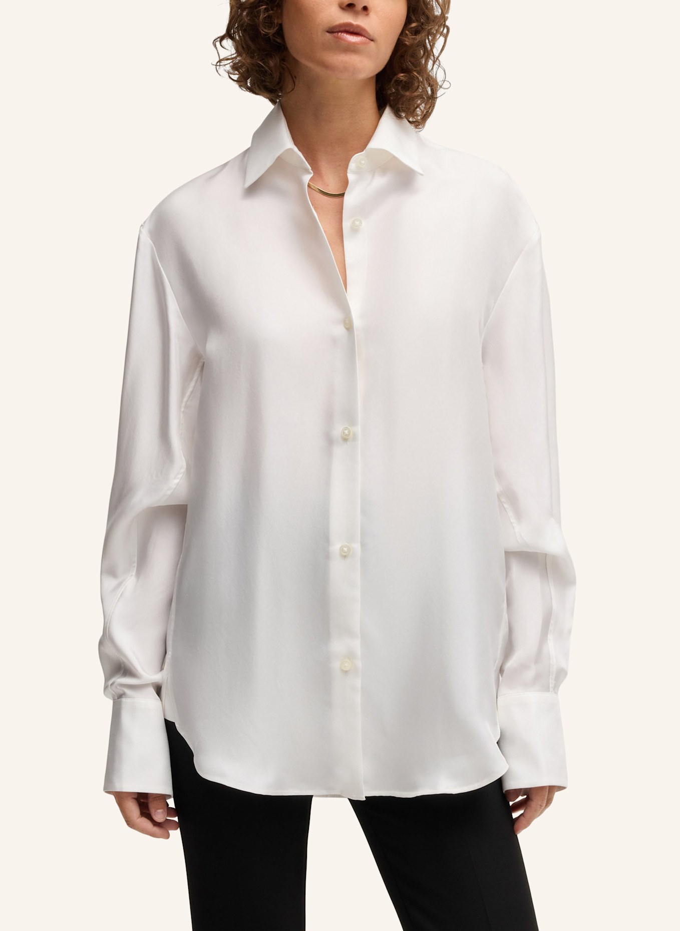 BOSS Business Bluse BAREID1 Relaxed Fit, Farbe: WEISS (Bild 5)