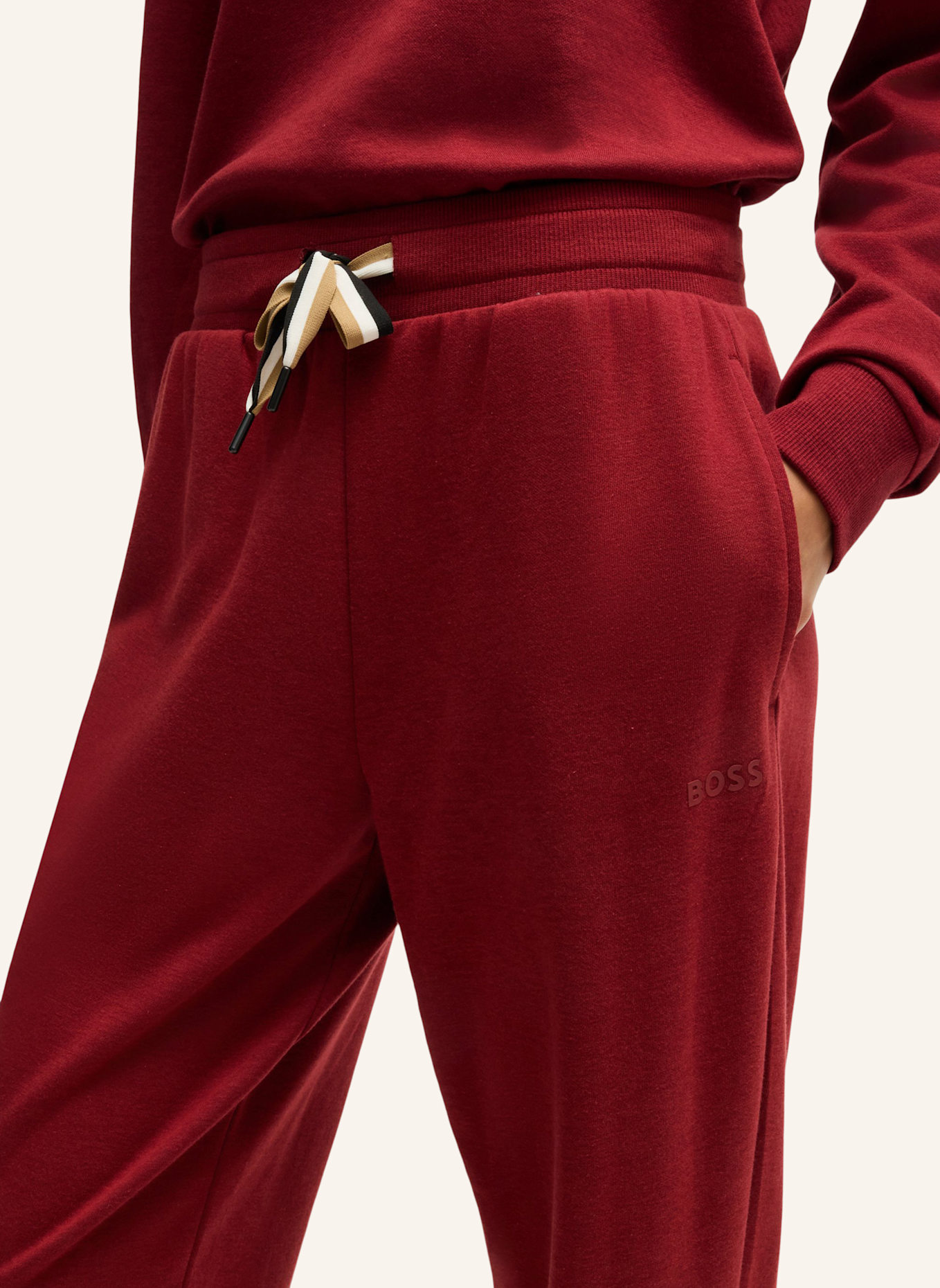 BOSS Loungewear Unterteil CP STRIPE_PANTS CUFF, Farbe: DUNKELROT (Bild 3)