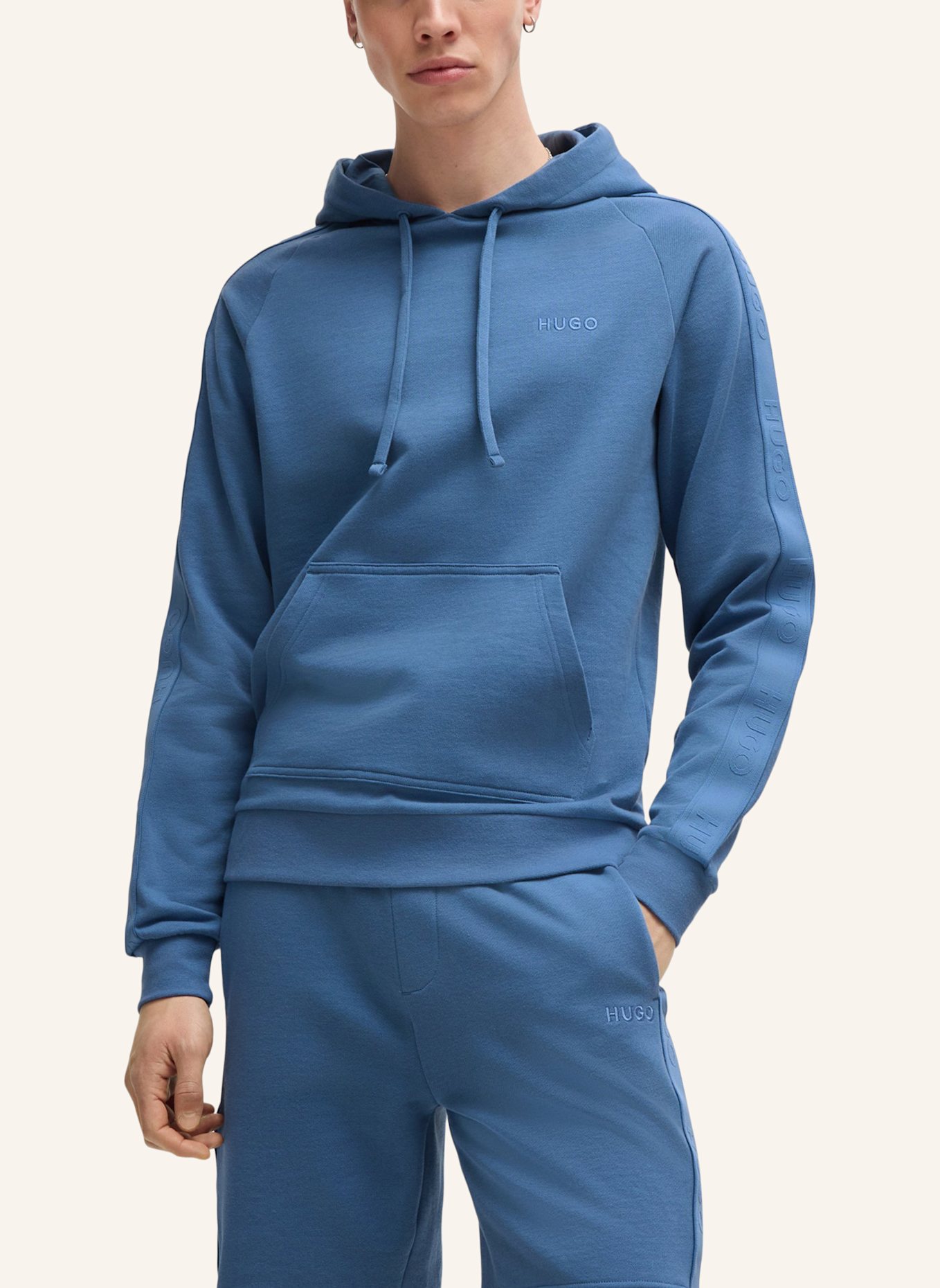 HUGO Loungewear Oberteil TONAL LOGO HOODIE Regular Fit, Farbe: BLAU (Bild 4)