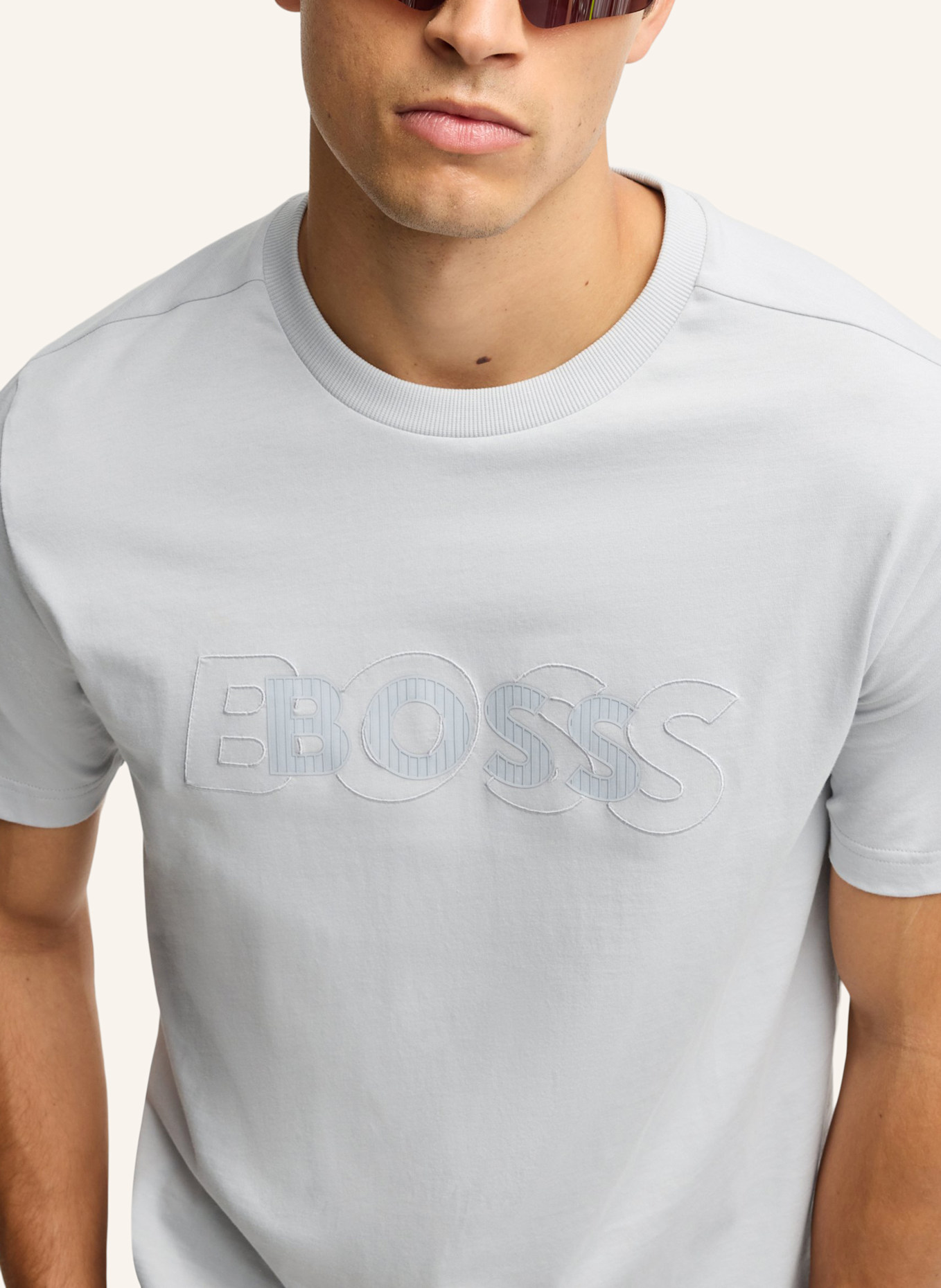 BOSS T-Shirt TEE DROPNEEDLE Regular Fit, Farbe: HELLGRAU (Bild 3)