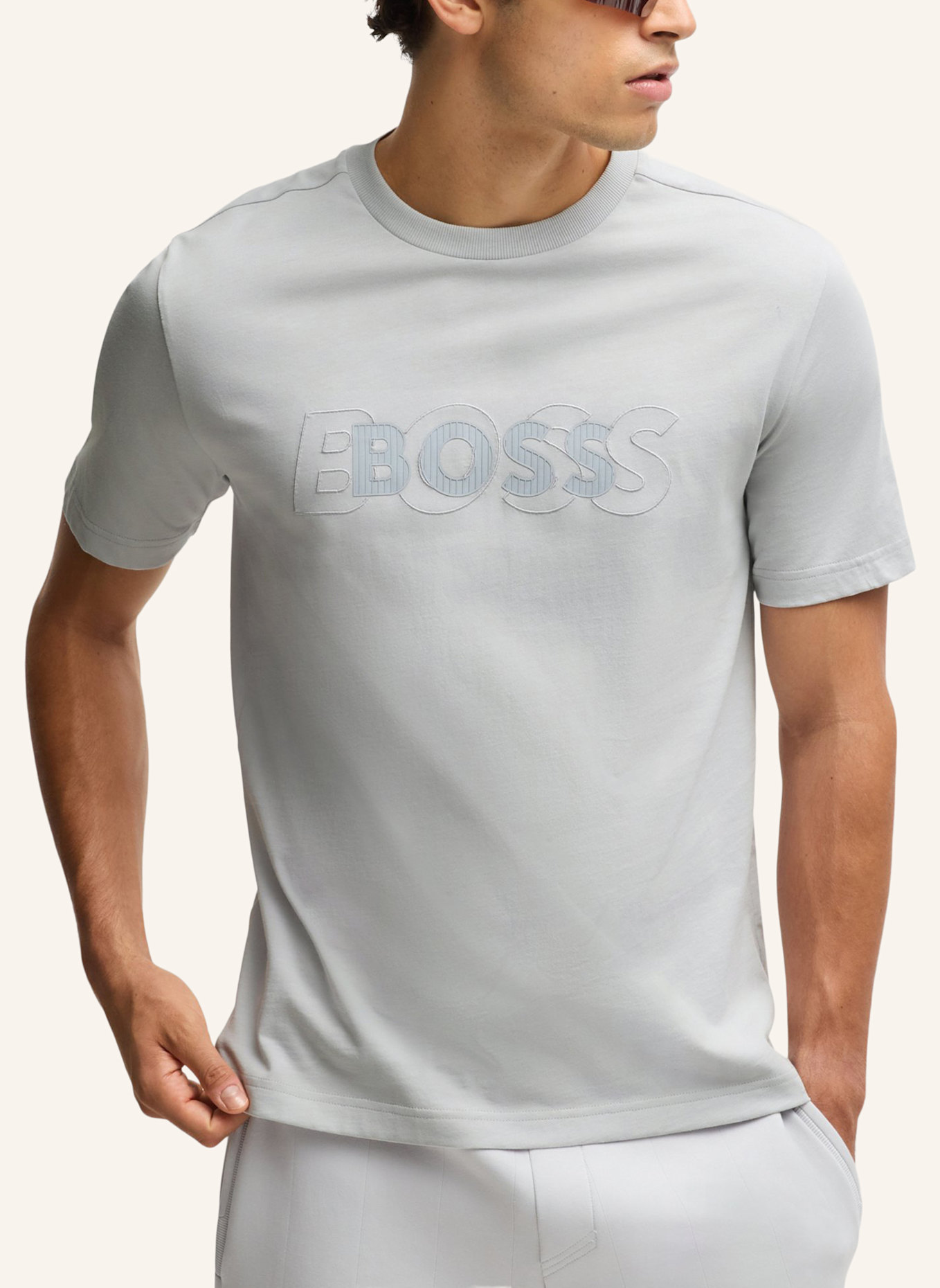 BOSS T-Shirt TEE DROPNEEDLE Regular Fit, Farbe: HELLGRAU (Bild 4)